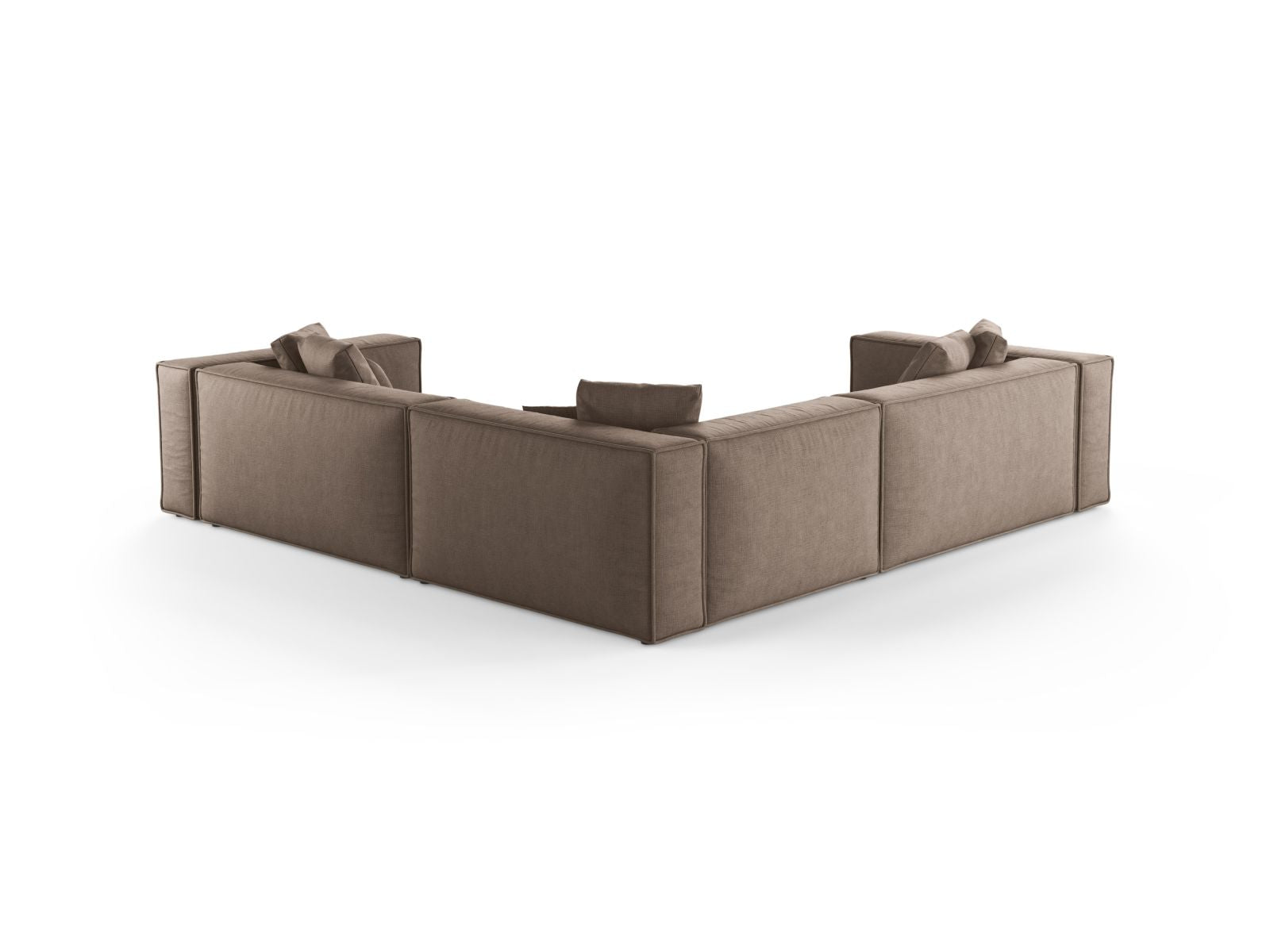 Elegantes 5-Sitzer Ecksofa Symmetric Aveiro in warmem Cappuccino-Liberty, ideal für gemütliche und moderne Wohnräume.