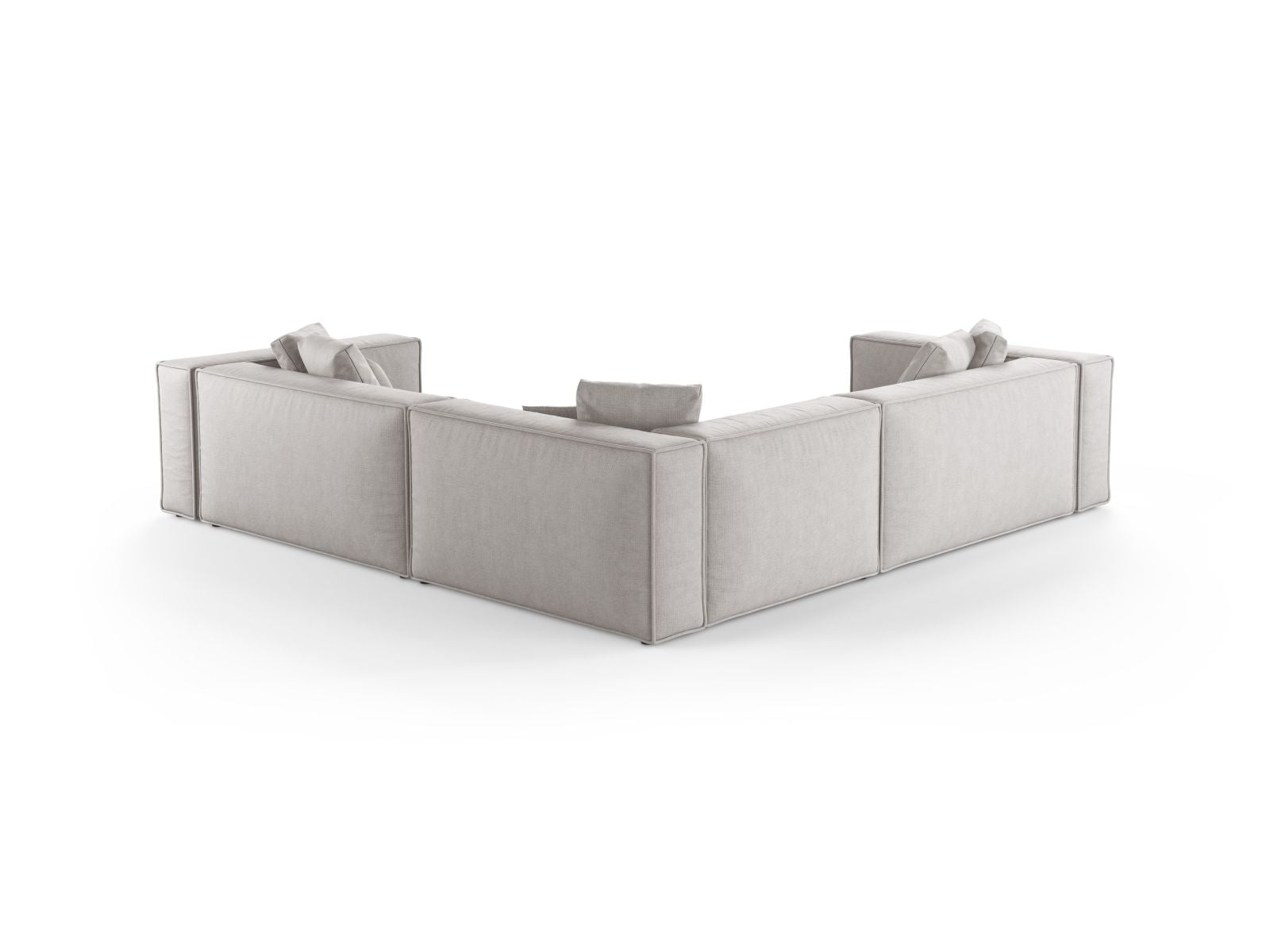 Elegantes 5-Sitzer Ecksofa Symmetric Aveiro in dezentem Grau, ideal für stilvolle und einladende Wohnräume von Cosmopolitan Design.