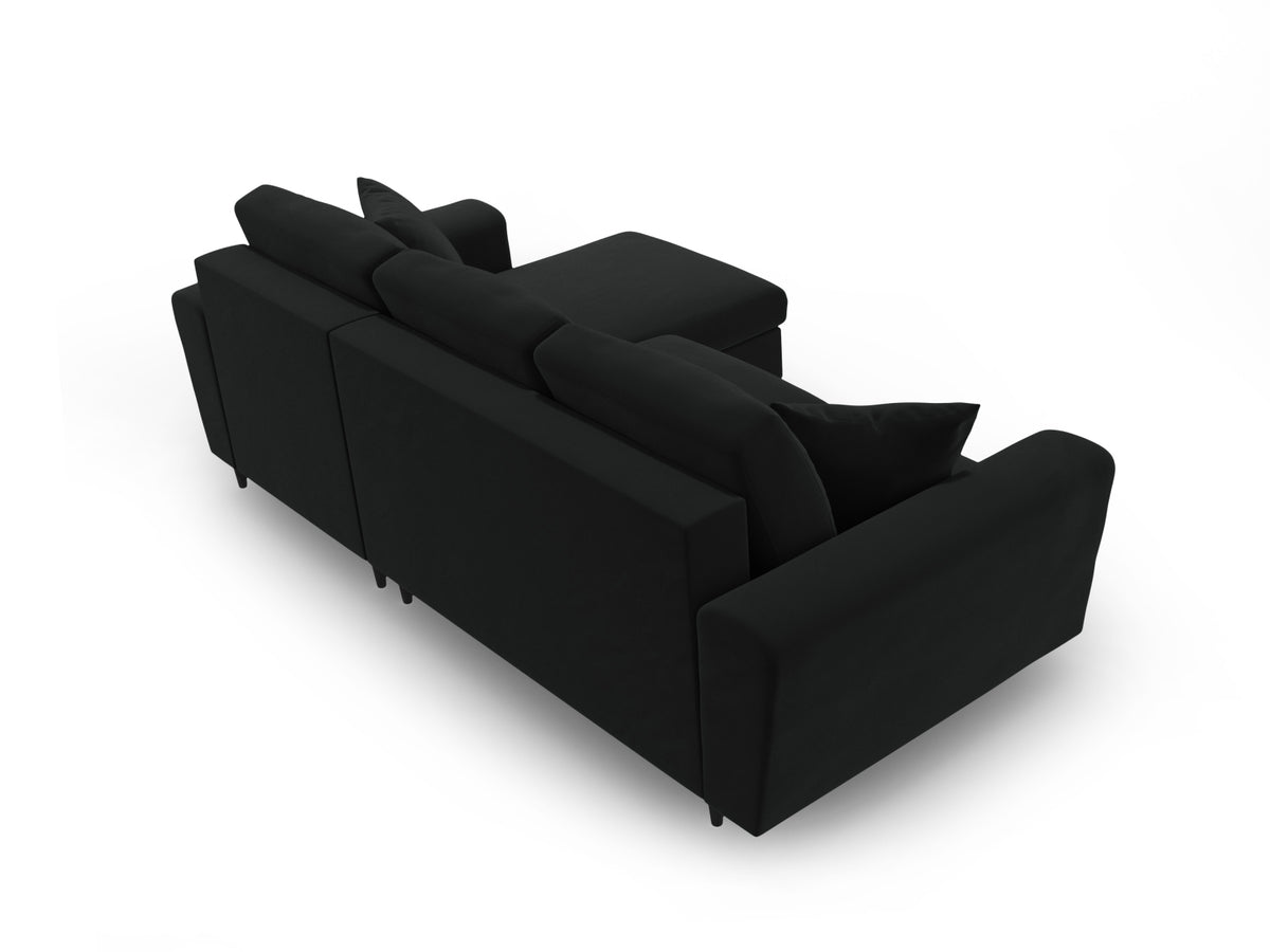 Kyoto Ecksofa mit Schlaffunktion und Stauraumbox 4 Sitzer 145cm in Black-Riviera präsentiert im Onlineshop von KAQTU Design AG. Bettsofa rechts ist von Cosmopolitan Design