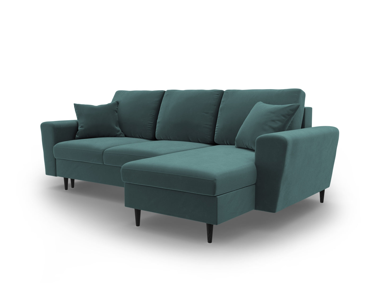 Elegantes Kyoto Ecksofa in Petrol-Riviera, 4-Sitzer mit praktischer Schlaffunktion und Stauraum, ideal für stilvolle Wohnräume.