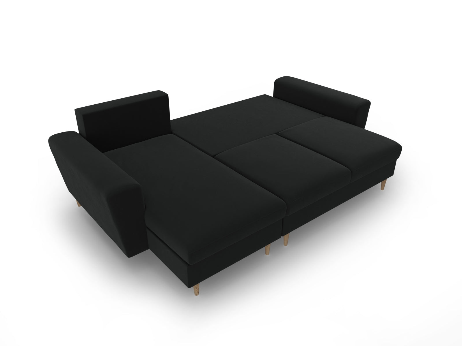 Elegantes Kyoto Ecksofa in Schwarz, 4-Sitzer mit praktischer Schlaffunktion und Stauraum, perfekt für gemütliche Abende und Gäste.