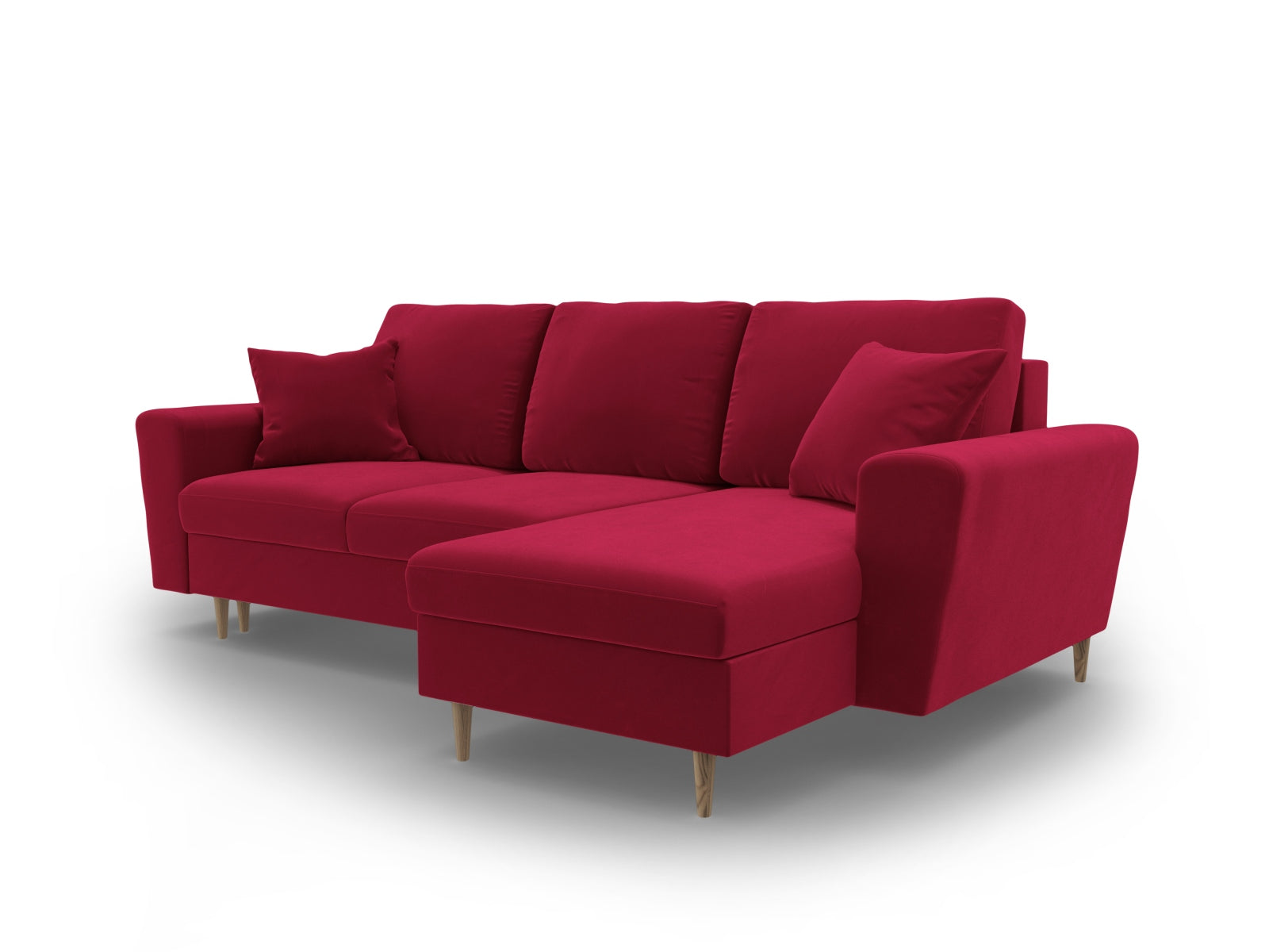 Elegantes Kyoto Ecksofa in Red-Riviera, 4-Sitzer mit praktischer Schlaffunktion und Stauraum, ideal für gemütliche Abende und Gäste.