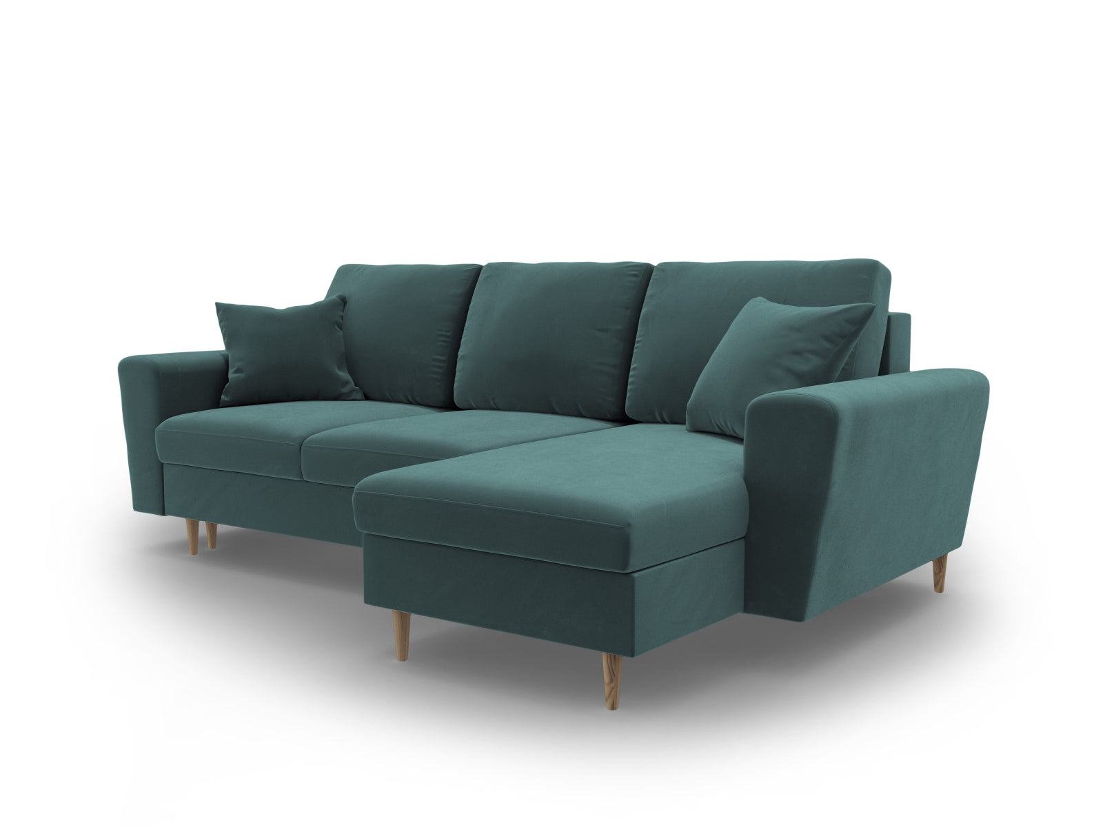 Elegantes Kyoto Ecksofa in Petrol-Riviera, 4-Sitzer mit cleverer Schlaffunktion und Stauraum, perfekt für Gäste und gemütliche Abende.