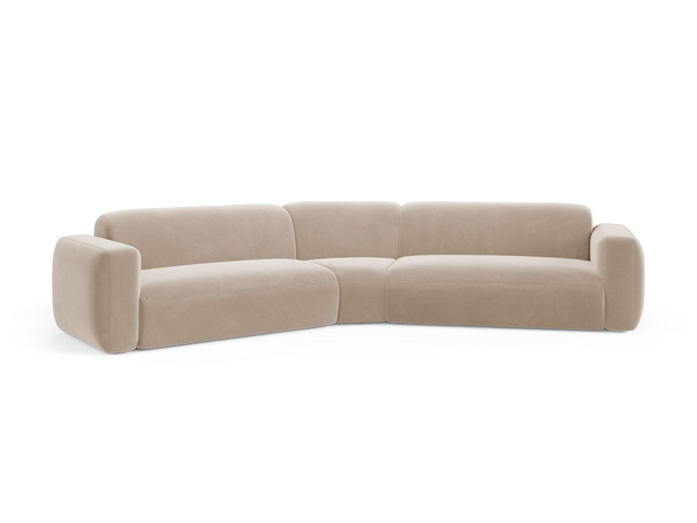Strino Velour Modular Symmetrical Ecksofa 3 Sitzer in Beige präsentiert im Onlineshop von KAQTU Design AG. Ecksofa ist von Cosmopolitan Design