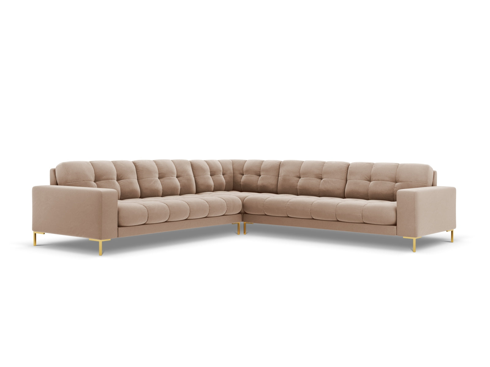Modernes 6-Sitzer Ecksofa Symmetric Bali in sanften Beigetönen, ideal für gemütliche Zusammenkünfte und stilvolle Einrichtung.
