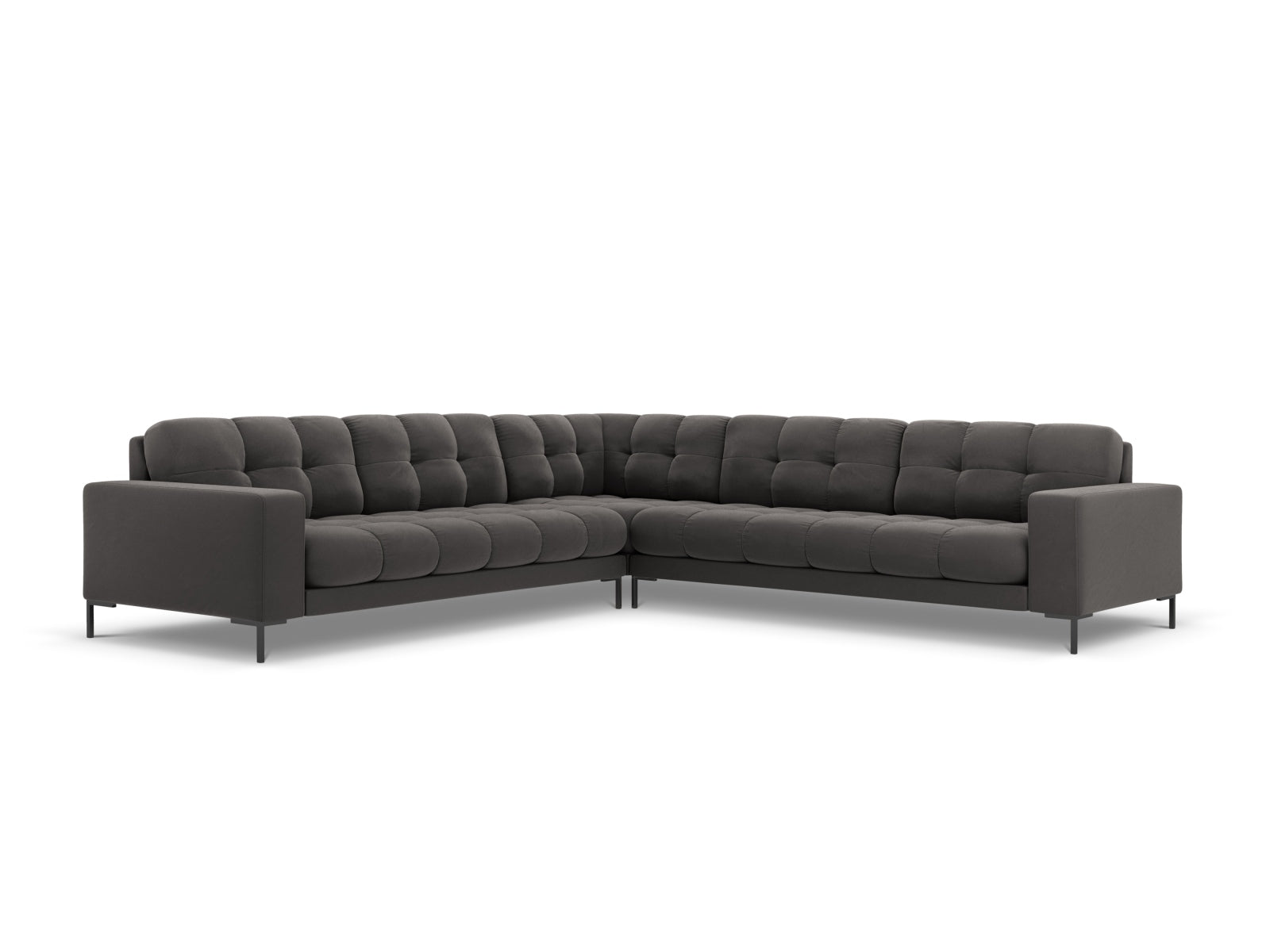 Elegantes 6-Sitzer Ecksofa Symmetric Bali in Dunkelgrau, ideal für stilvolle Wohnräume, von Cosmopolitan Design.