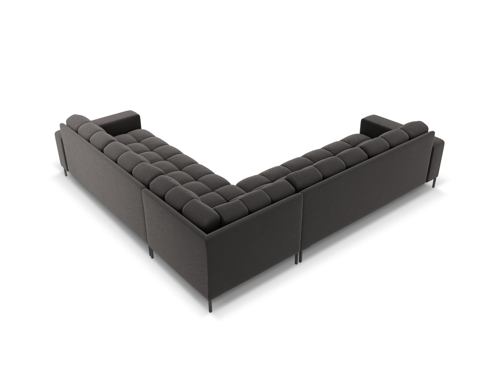 Elegantes 6-Sitzer Ecksofa Symmetric Bali in zeitlosem Dunkelgrau, ideal für stilvolle Wohnräume und gesellige Abende.