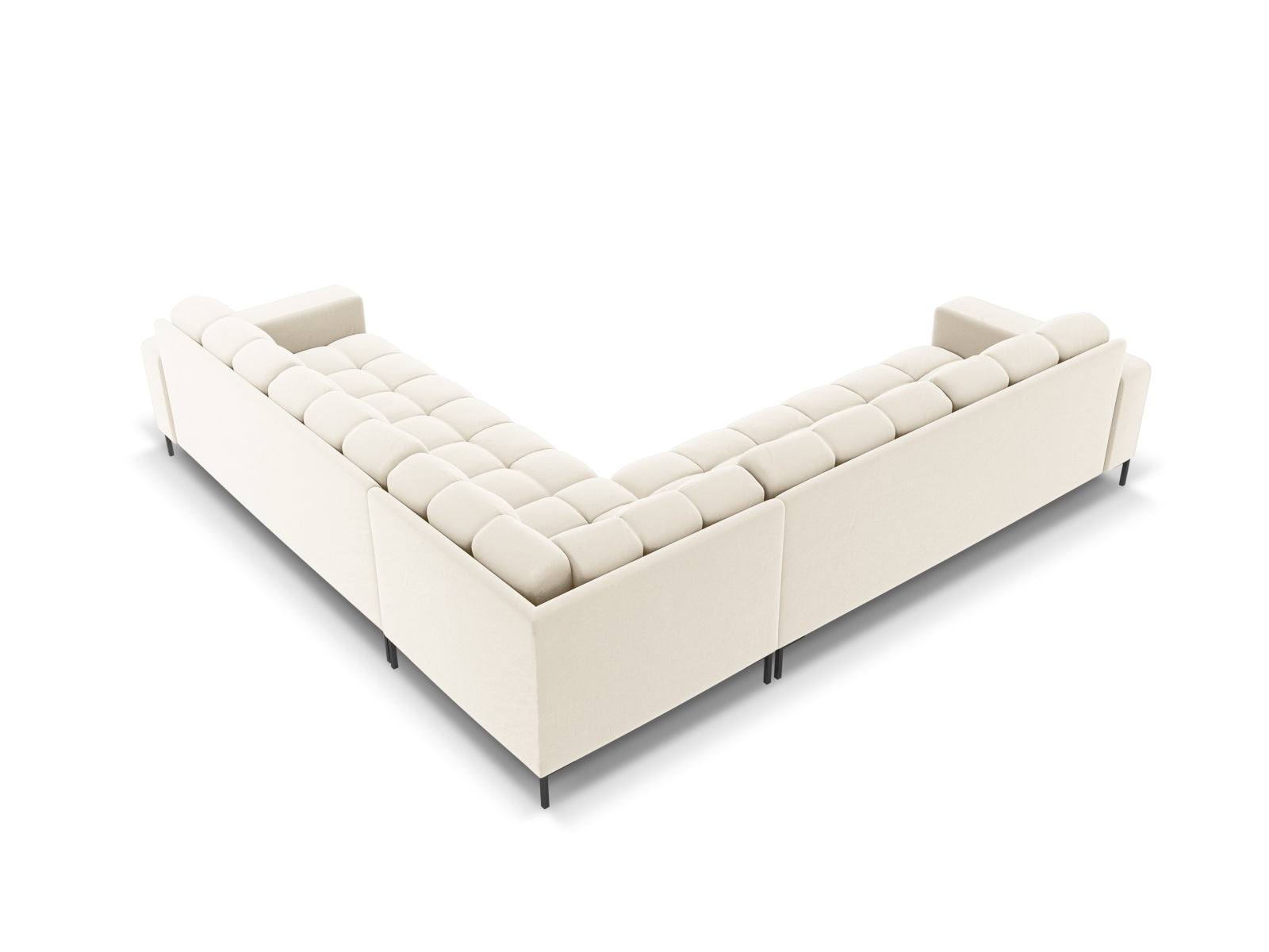 Elegantes 6-Sitzer Ecksofa Symmetric Bali in sanften Beige- und Blautönen, ideal für einladende und stilvolle Wohnräume.