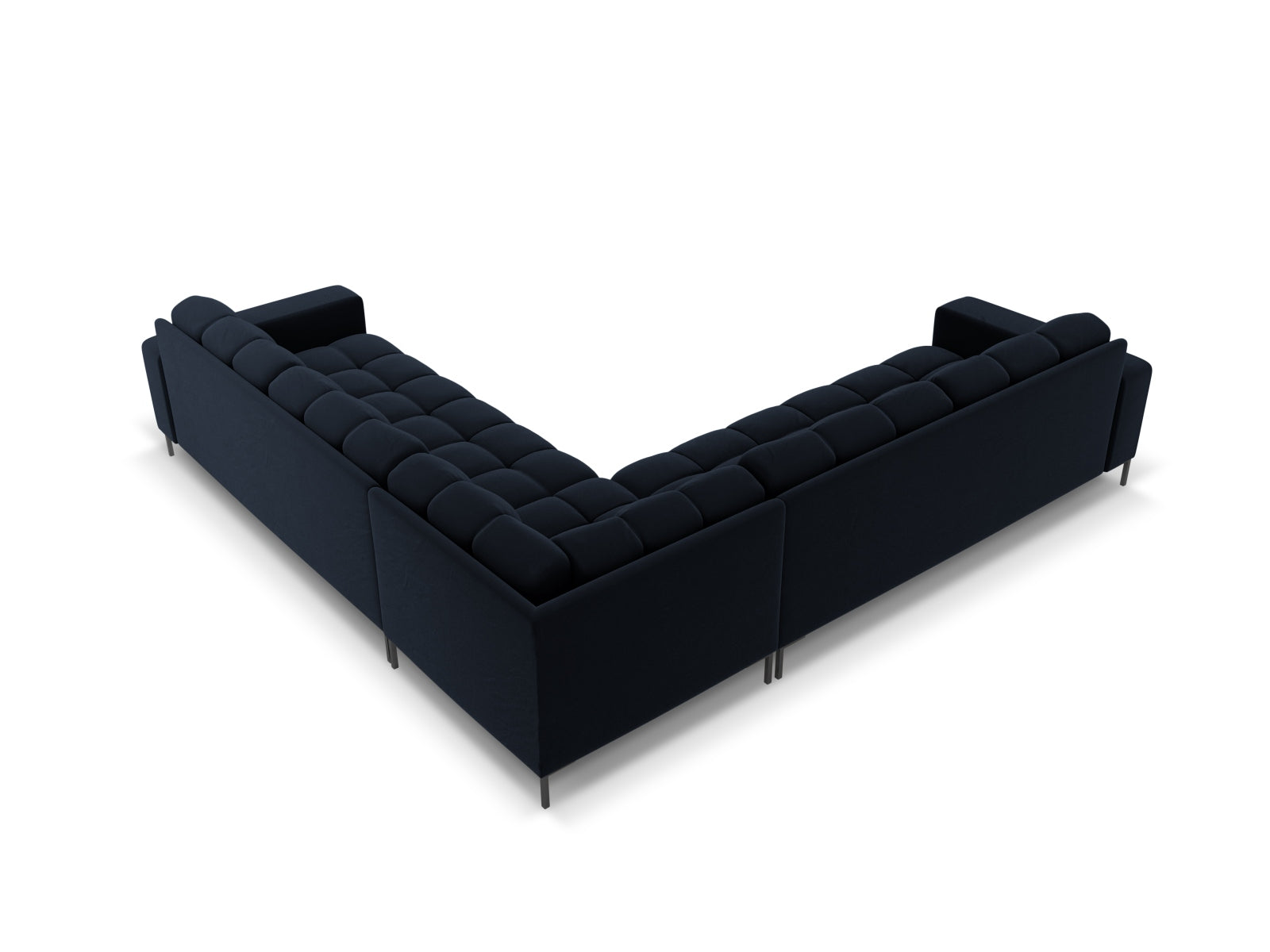 Elegantes 6-Sitzer Ecksofa Symmetric Bali in edlem Blau, ideal für stilvolle Wohnräume und gesellige Abende, von Cosmopolitan Design.