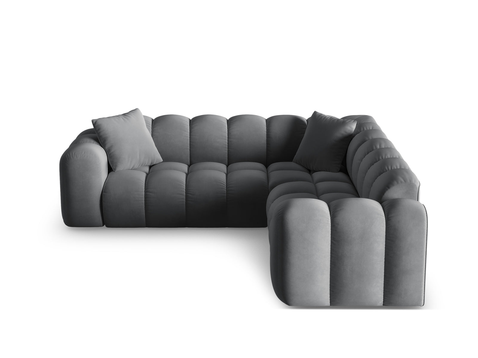 3-Sitzer Ecksofa Symmetric Treno in Grey-Bluvel präsentiert im Onlineshop von KAQTU Design AG. Ecksofa ist von Cosmopolitan Design