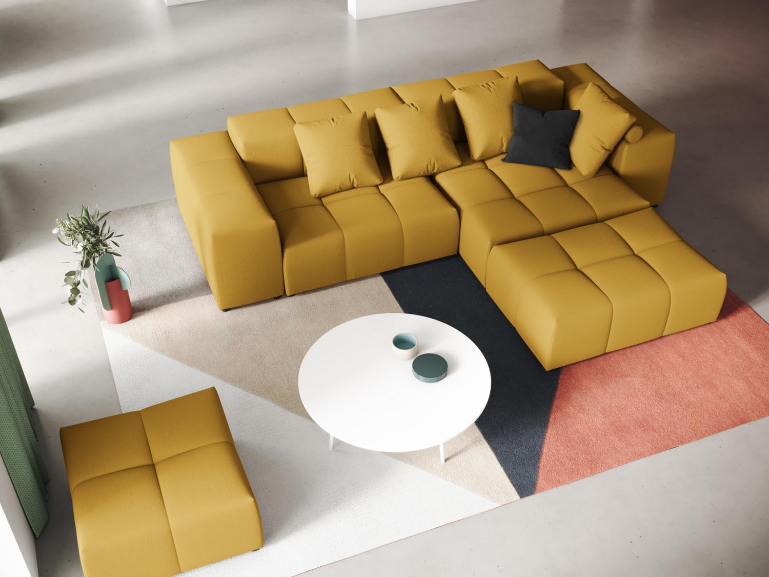 Rome Modular Reversible Ecksofa 5 Sitzer in Yellow präsentiert im Onlineshop von KAQTU Design AG. Ecksofa ist von Cosmopolitan Design