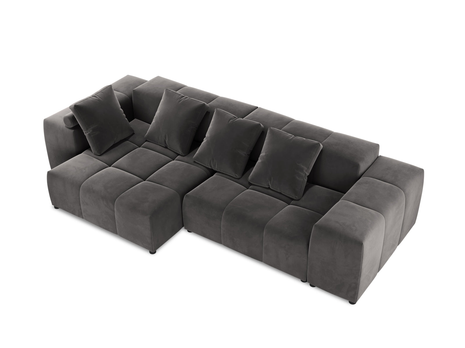 Rome Velour Modular Reversible Ecksofa 4 Sitzer in Dark Grey präsentiert im Onlineshop von KAQTU Design AG. Ecksofa ist von Cosmopolitan Design