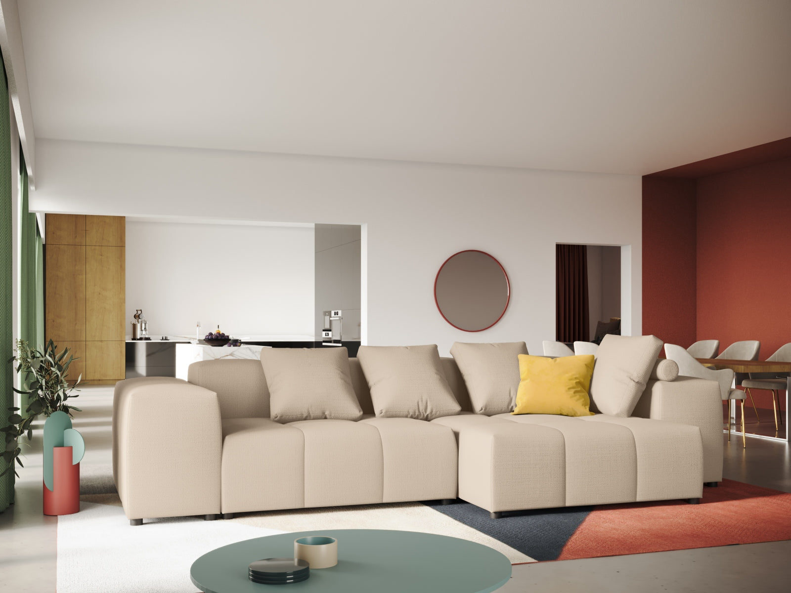 Rome Modular Reversible Ecksofa 4 Sitzer in Beige präsentiert im Onlineshop von KAQTU Design AG. Ecksofa ist von Cosmopolitan Design