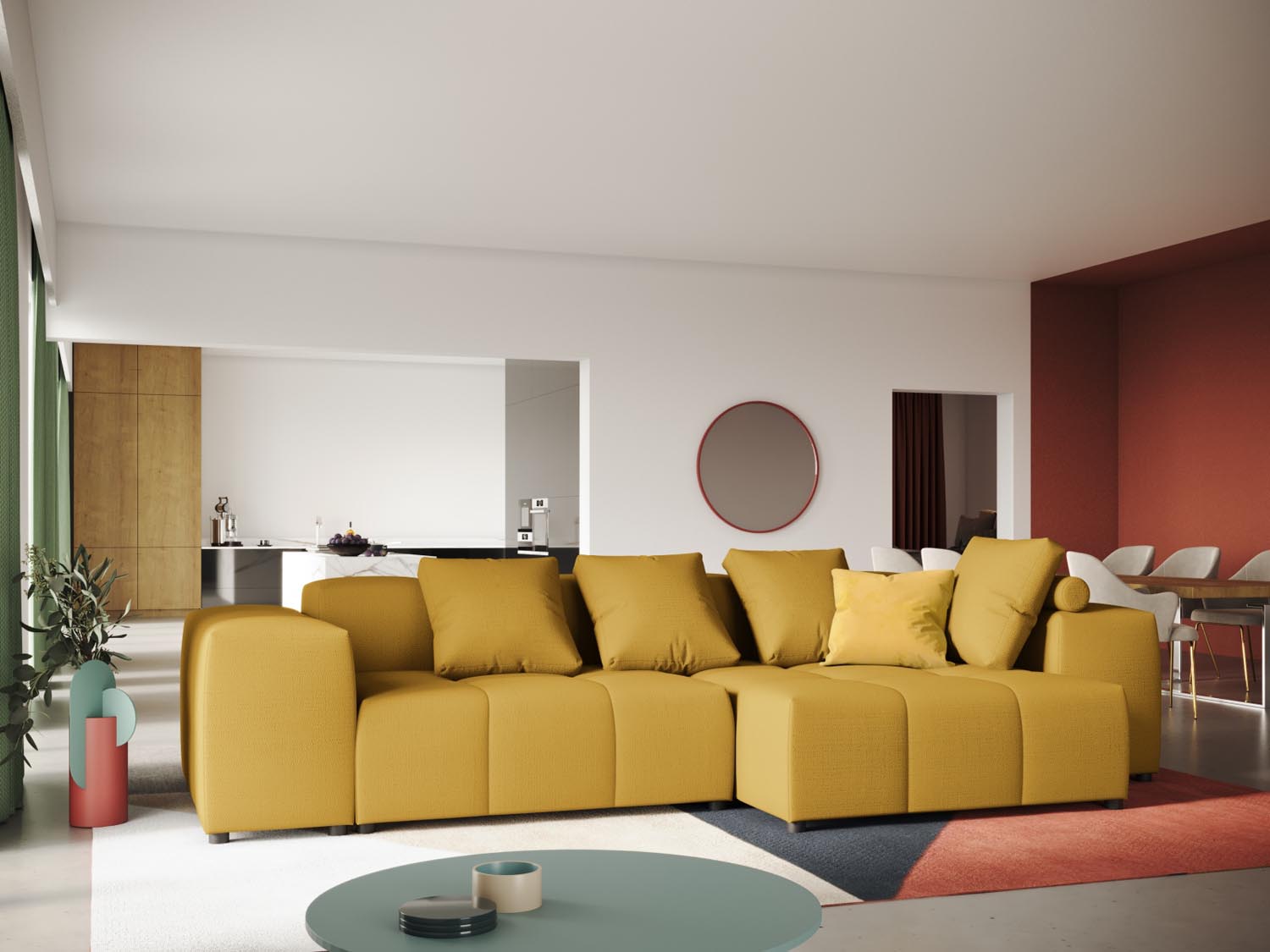Rome Modular Reversible Ecksofa 4 Sitzer in Yellow präsentiert im Onlineshop von KAQTU Design AG. Ecksofa ist von Cosmopolitan Design