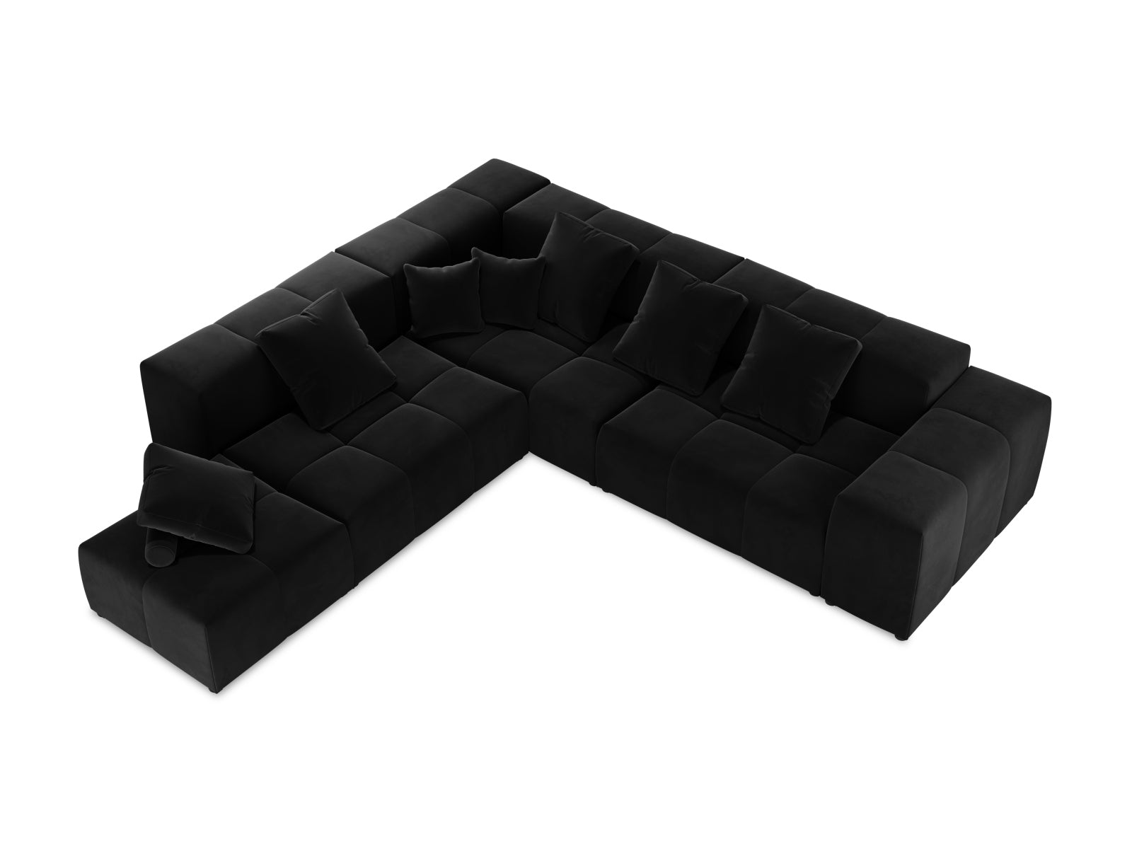 Rome Velour Modular Reversible Ecksofa 7 Sitzer in Black präsentiert im Onlineshop von KAQTU Design AG. Ecksofa ist von Cosmopolitan Design