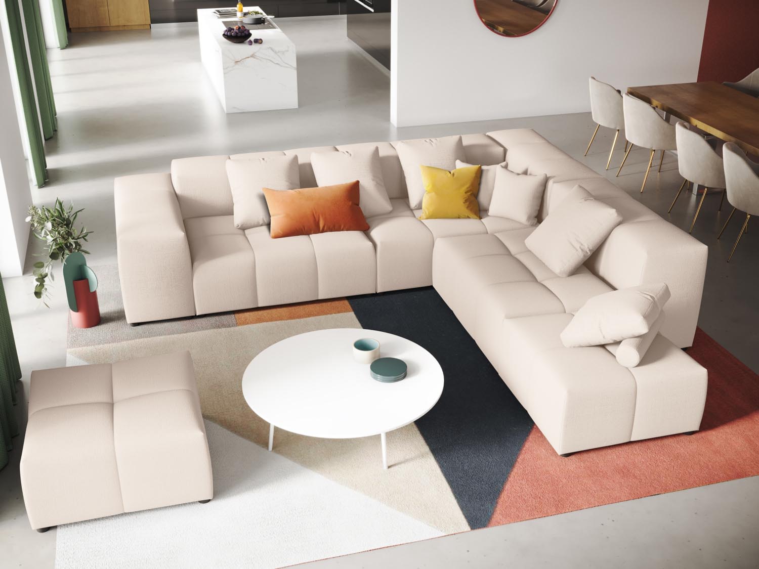 Rome Modular Reversible Ecksofa 7 Sitzer in White präsentiert im Onlineshop von KAQTU Design AG. Ecksofa ist von Cosmopolitan Design