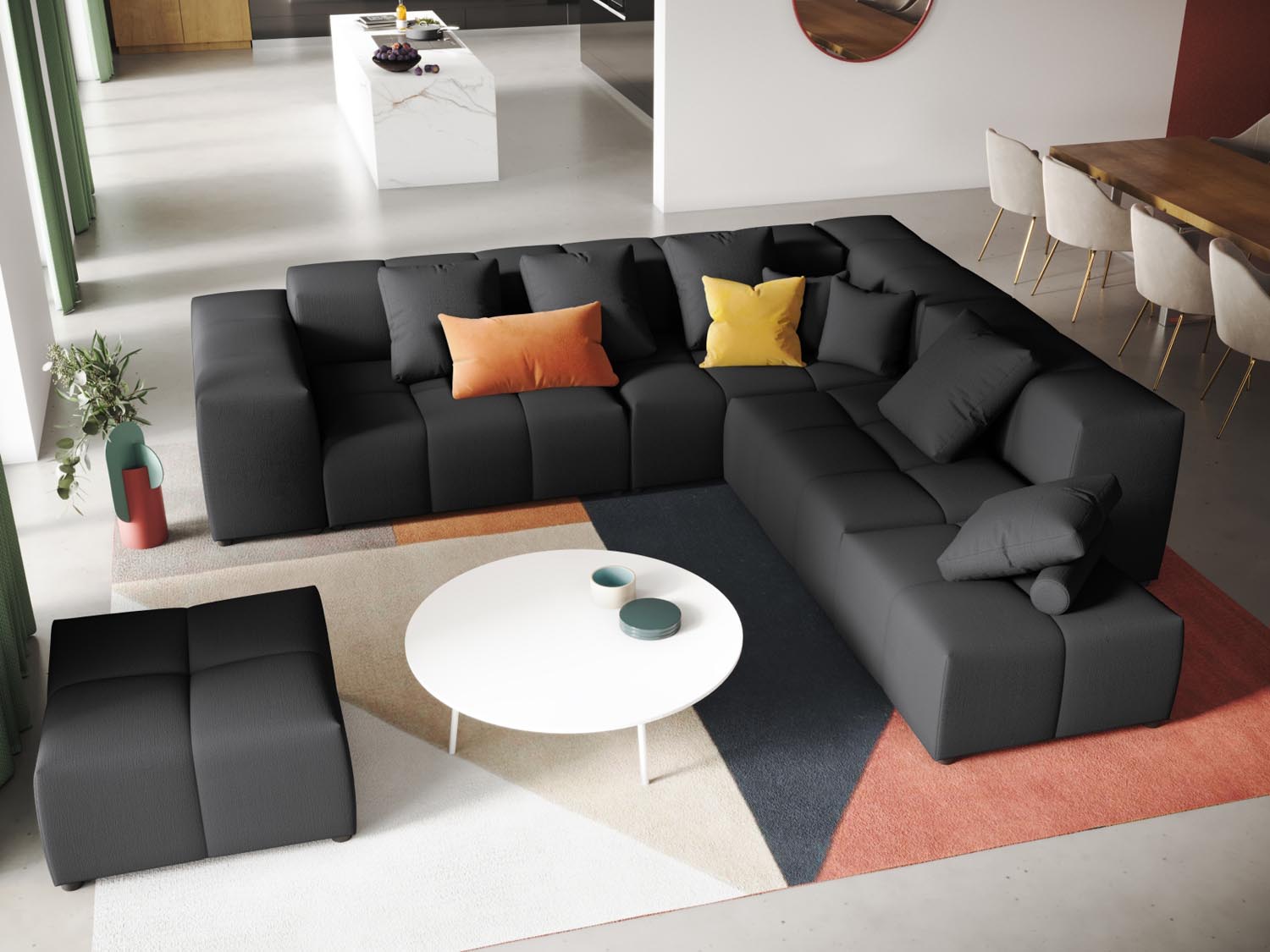 Rome Modular Reversible Ecksofa 7 Sitzer in Black präsentiert im Onlineshop von KAQTU Design AG. Ecksofa ist von Cosmopolitan Design