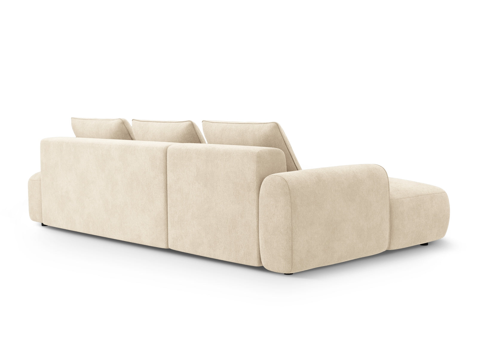 Bequemes 5-Sitzer Ecksofa links in elegantem Beige, perfekt für entspannte Stunden, mit integriertem Stauraum und Schlaffunktion für Gäste.