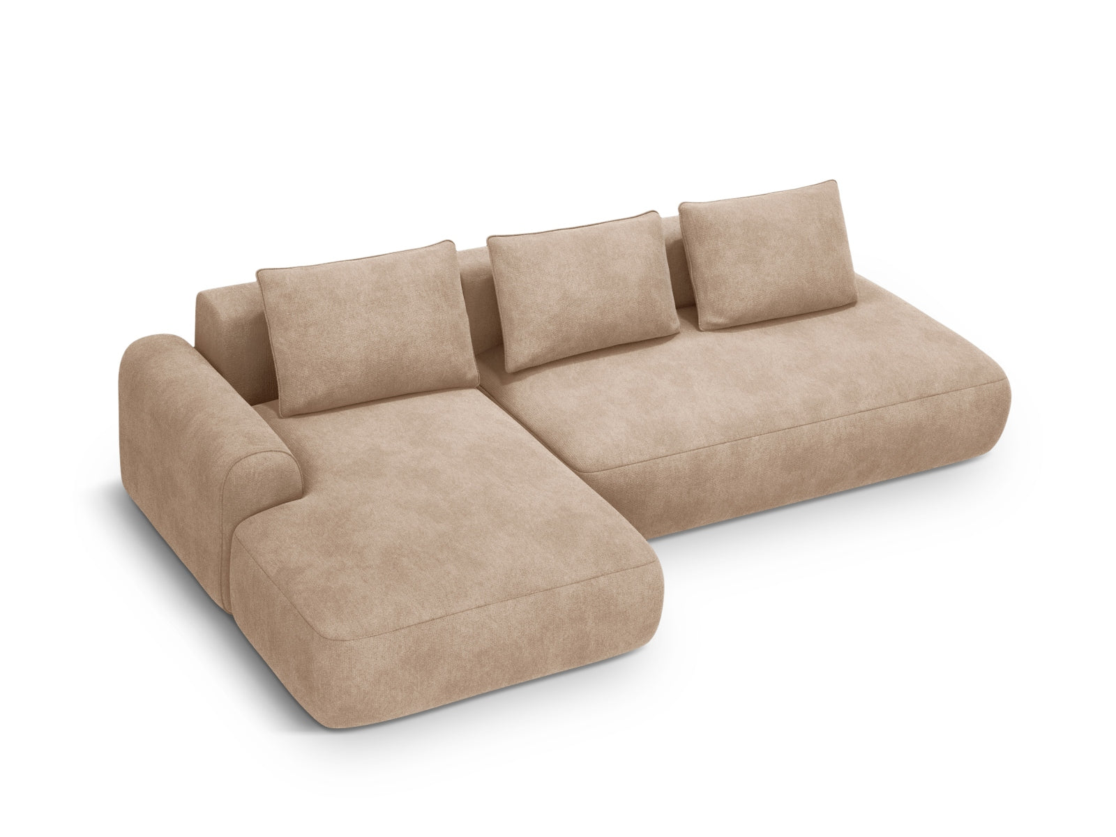5-Sitzer Ecksofa links mit Schlaffunktion und Stauraum Calma in Dark Beige-Vogue präsentiert im Onlineshop von KAQTU Design AG. Bettsofa links ist von Cosmopolitan Design