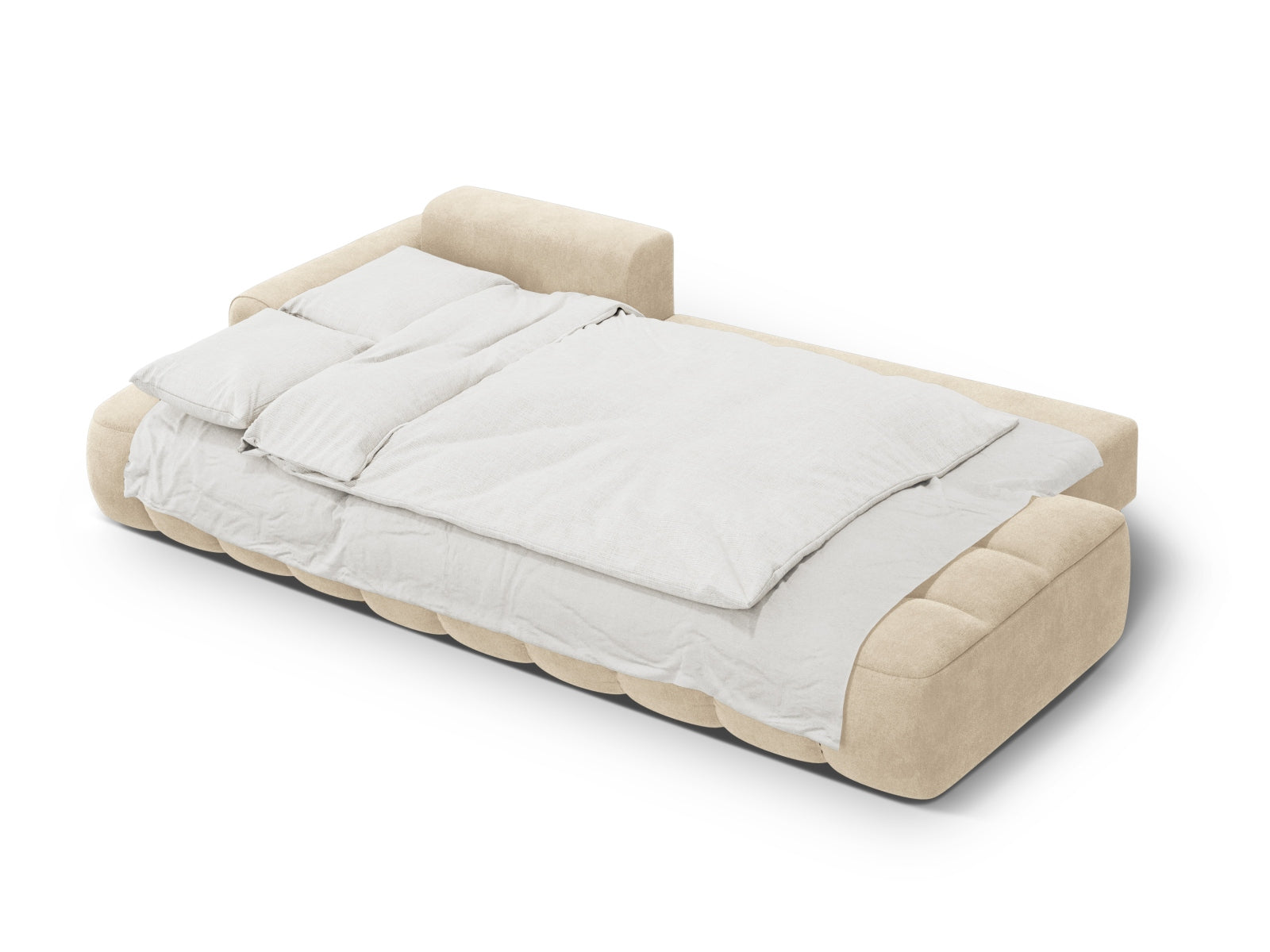 Erleben Sie das Linz Velour Ecksofa links – ein stilvolles 3-Sitzer Sofa mit praktischer Schlaffunktion und Stauraumbox für Ihr modernes Wohnzimmer!