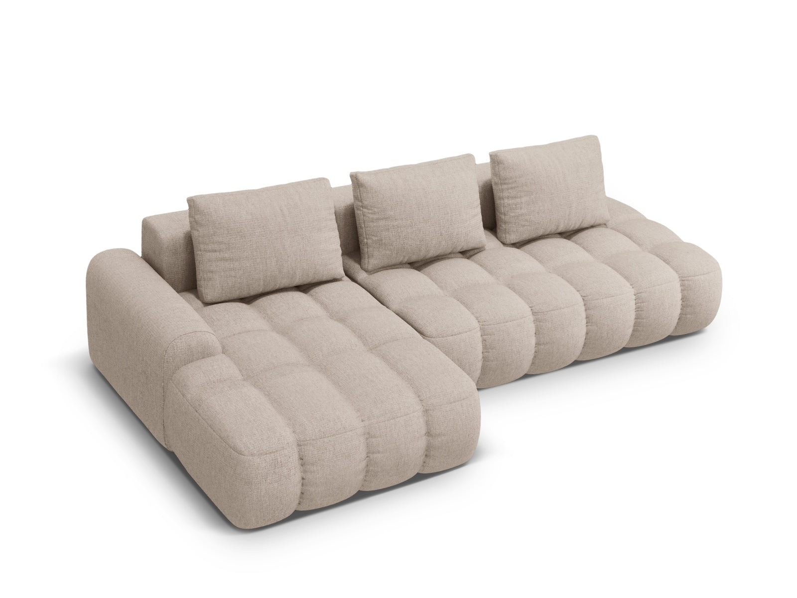 Entdecken Sie das Linz Ecksofa links von Cosmopolitan Design: stilvolles 3-Sitzer Sofa mit cleverer Schlaffunktion und Stauraum für mehr Ordnung.