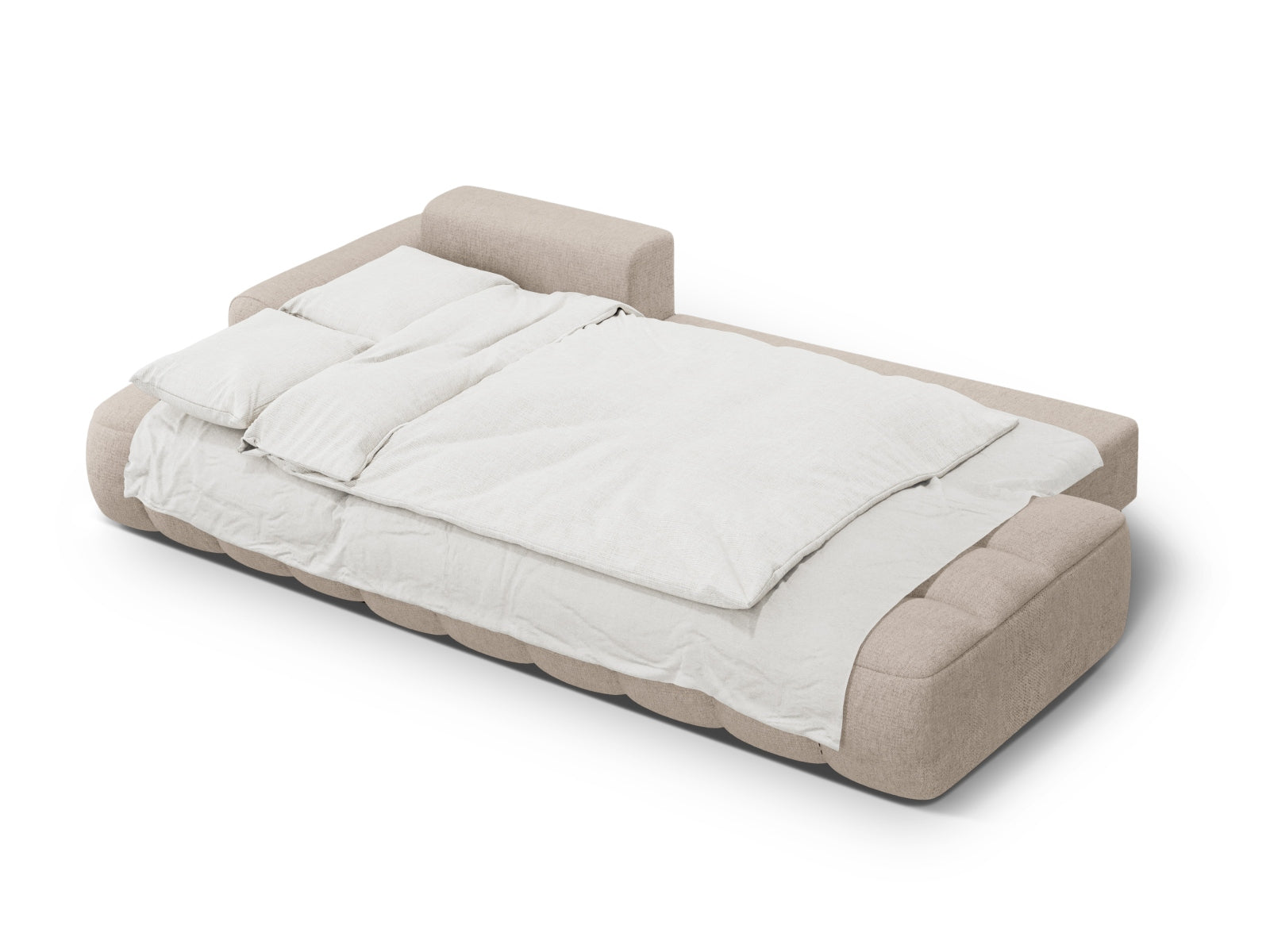 Erleben Sie das Linz Ecksofa links von Cosmopolitan Design: elegantes 3-Sitzer Sofa mit praktischer Schlaffunktion und Stauraumbox für Ihr Zuhause.