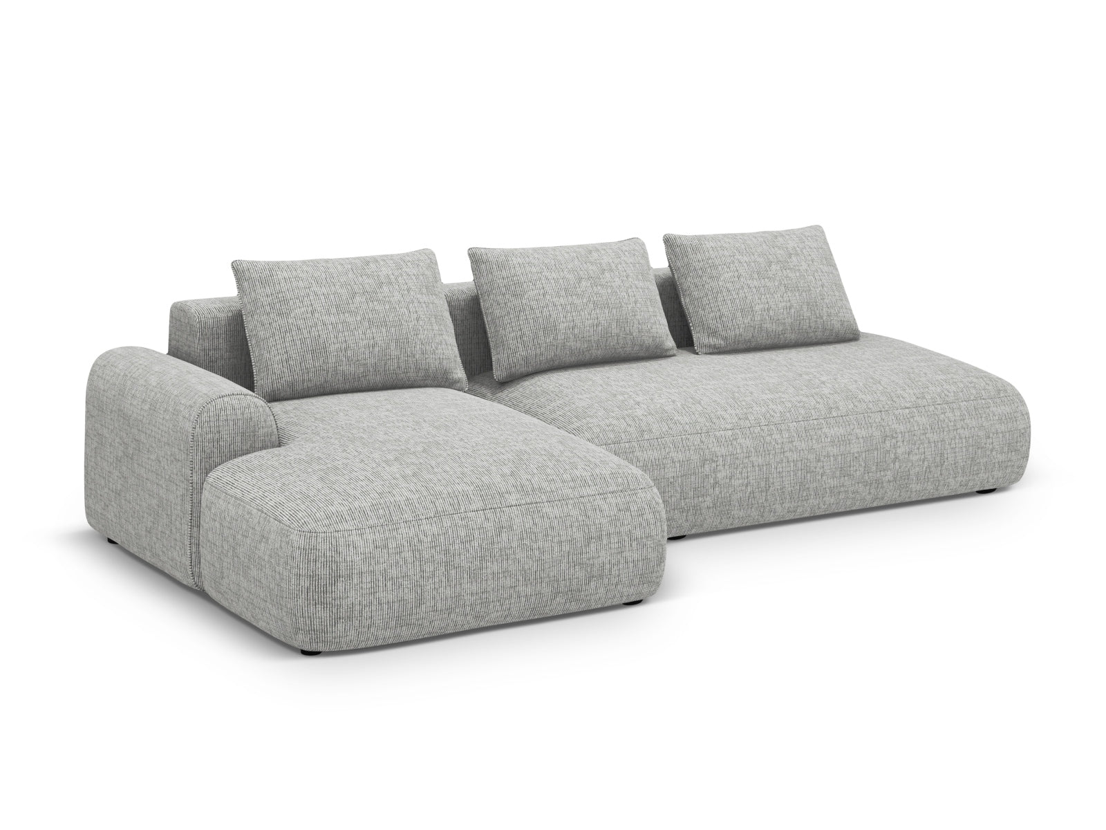 Modernes 5-Sitzer Ecksofa links mit Bettfunktion und Stauraum in Warm Grey-Baltimore, ideal für stilvolle Wohnräume.
