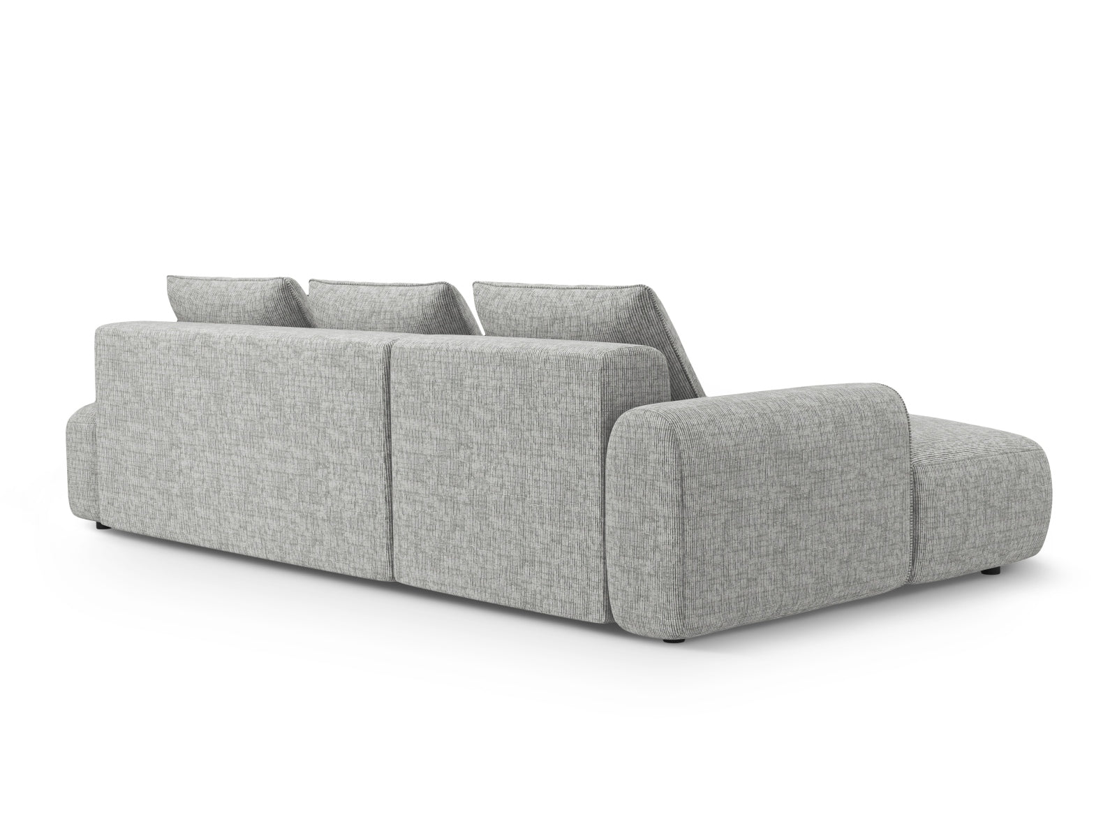 Elegantes 5-Sitzer Ecksofa links mit praktischer Schlafoption und integriertem Stauraum, in ansprechendem Warm Grey für zeitgemäße Wohnräume.