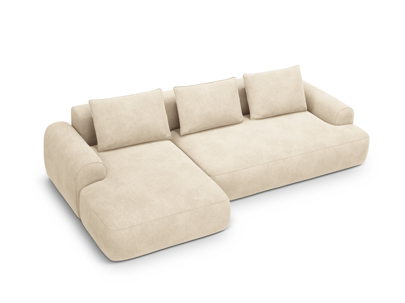 3-Sitzer Ecksofa links mit Schlaffunktion und Stauraum Calma in Light Beige-Vogue präsentiert im Onlineshop von KAQTU Design AG. Bettsofa links ist von Cosmopolitan Design