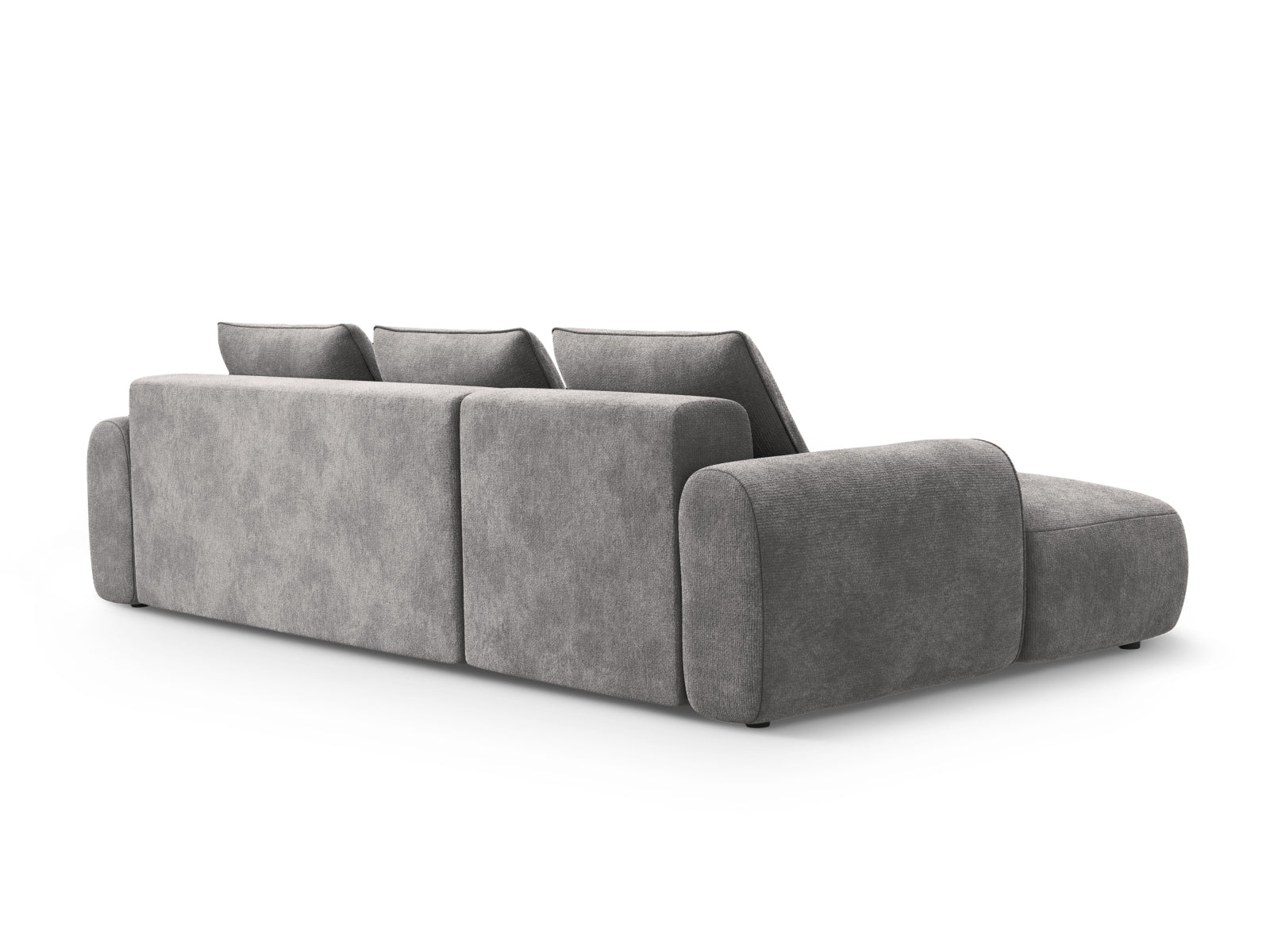 Stylisches 3-Sitzer Ecksofa links mit praktischer Schlaffunktion und integriertem Stauraum, Modell Calma in Grey-Vogue, perfekt für entspannte Abende.