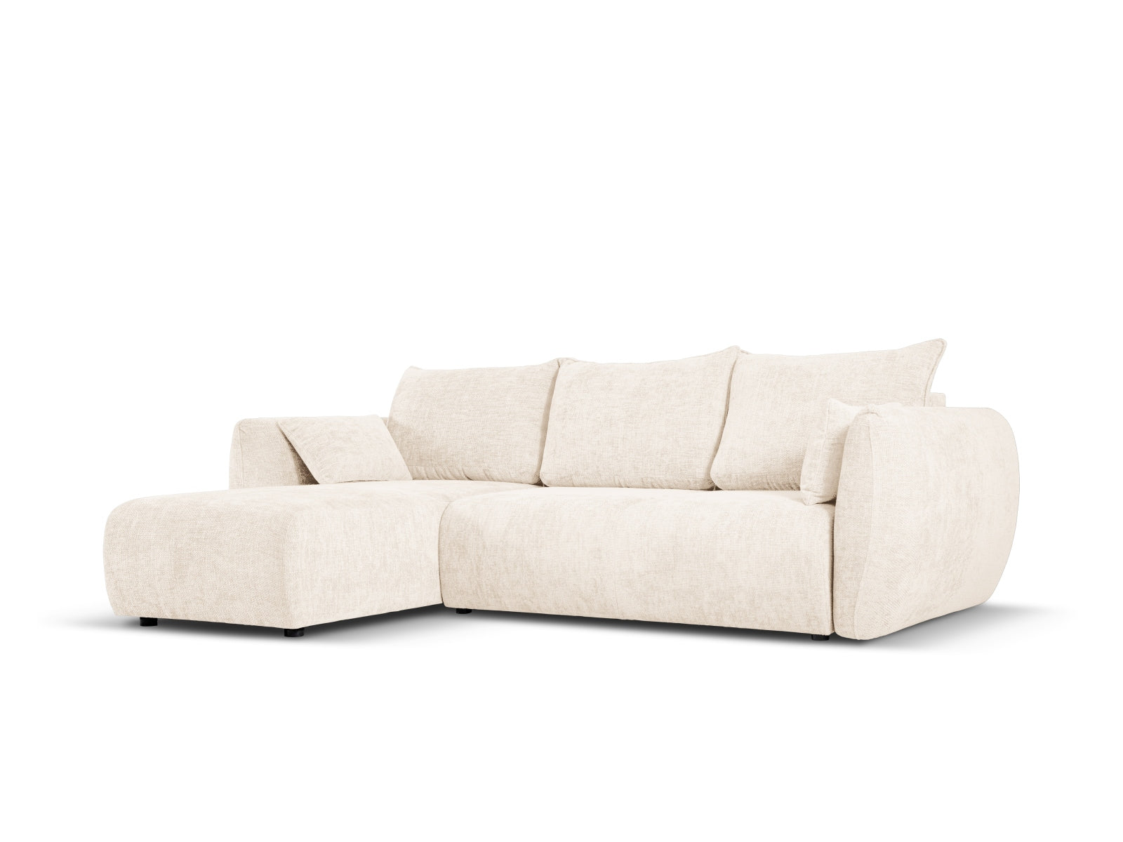 Stylisches 4-Sitzer Ecksofa Matera in Light Beige mit praktischer Schlaffunktion und Stauraum, ideal für moderne Wohnräume.