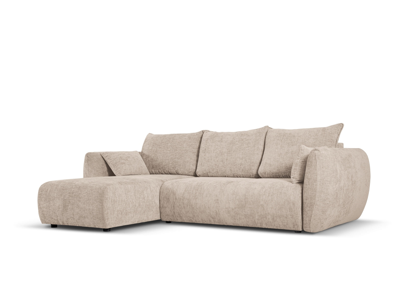 Beige 4-Sitzer Ecksofa Matera mit praktischer Schlaffunktion und Stauraum, stilvoll präsentiert im KAQTU Onlineshop.