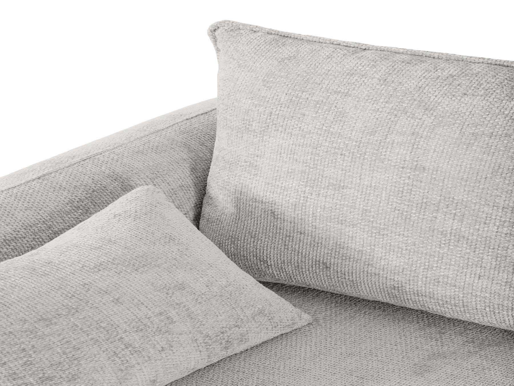 Stylisches 4-Sitzer Ecksofa Matera in zeitlosem Grau, ideal für entspannte Abende und als praktisches Schlafsofa mit integriertem Stauraum.
