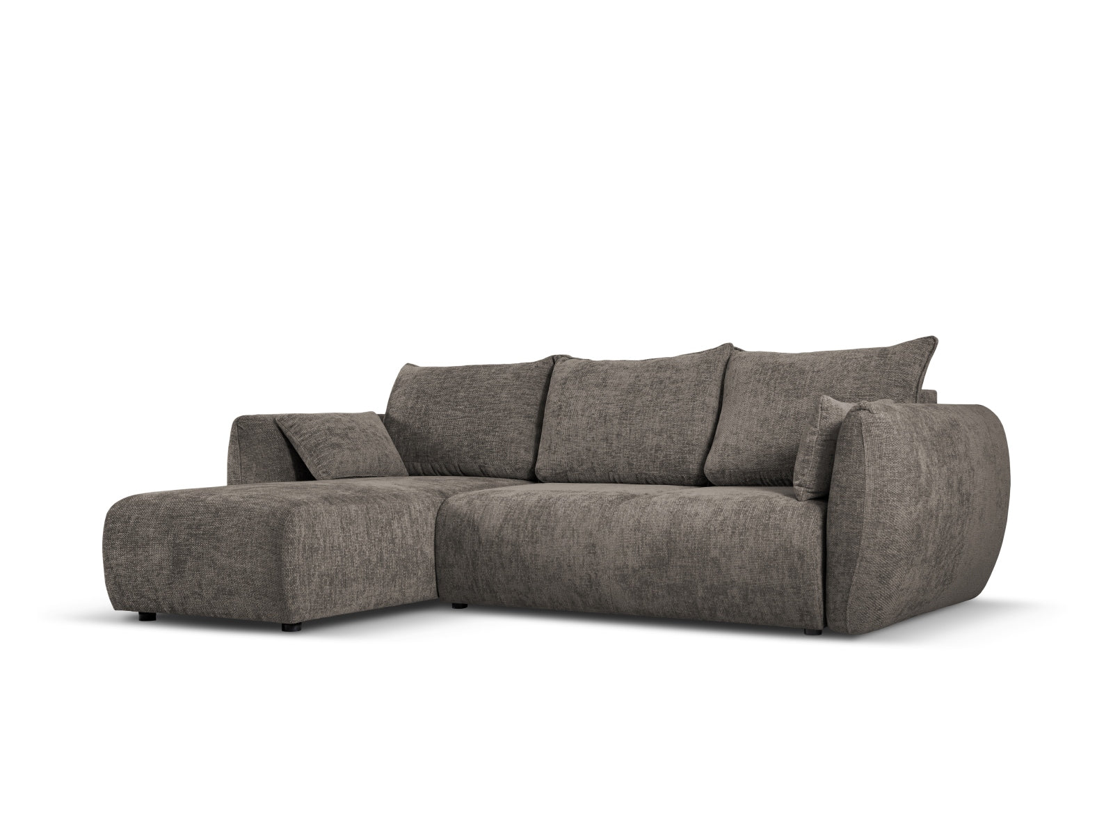 Stylisches 4-Sitzer Ecksofa Matera in Grau mit praktischer Schlaffunktion und Stauraum, ideal für moderne Wohnräume.