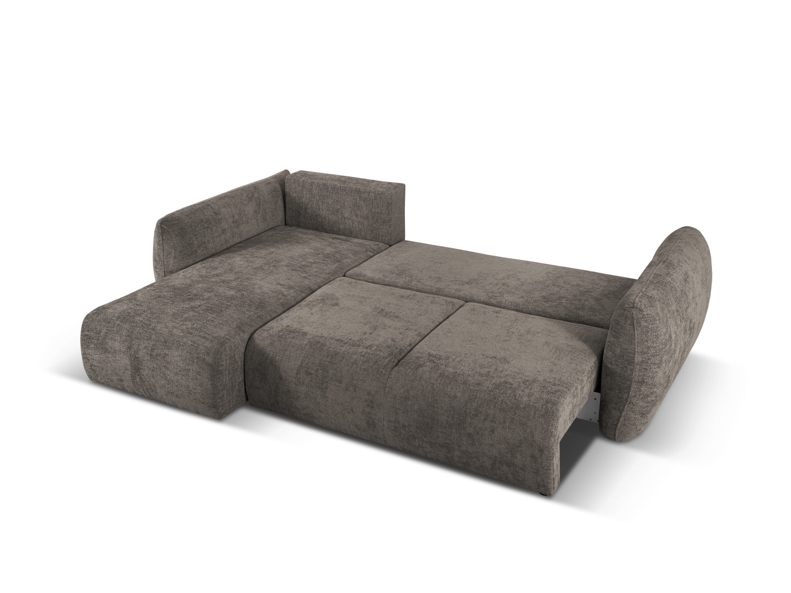 Elegantes 4-Sitzer Ecksofa Matera in Grau, vielseitig einsetzbar als Schlafsofa und mit integriertem Stauraum für zusätzlichen Komfort.
