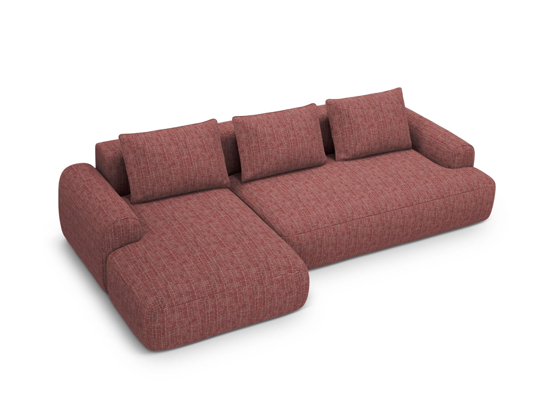3-Sitzer Calma Ecksofa links mit Bettfunktion und Box in Red-Baltimore präsentiert im Onlineshop von KAQTU Design AG. Bettsofa links ist von Cosmopolitan Design