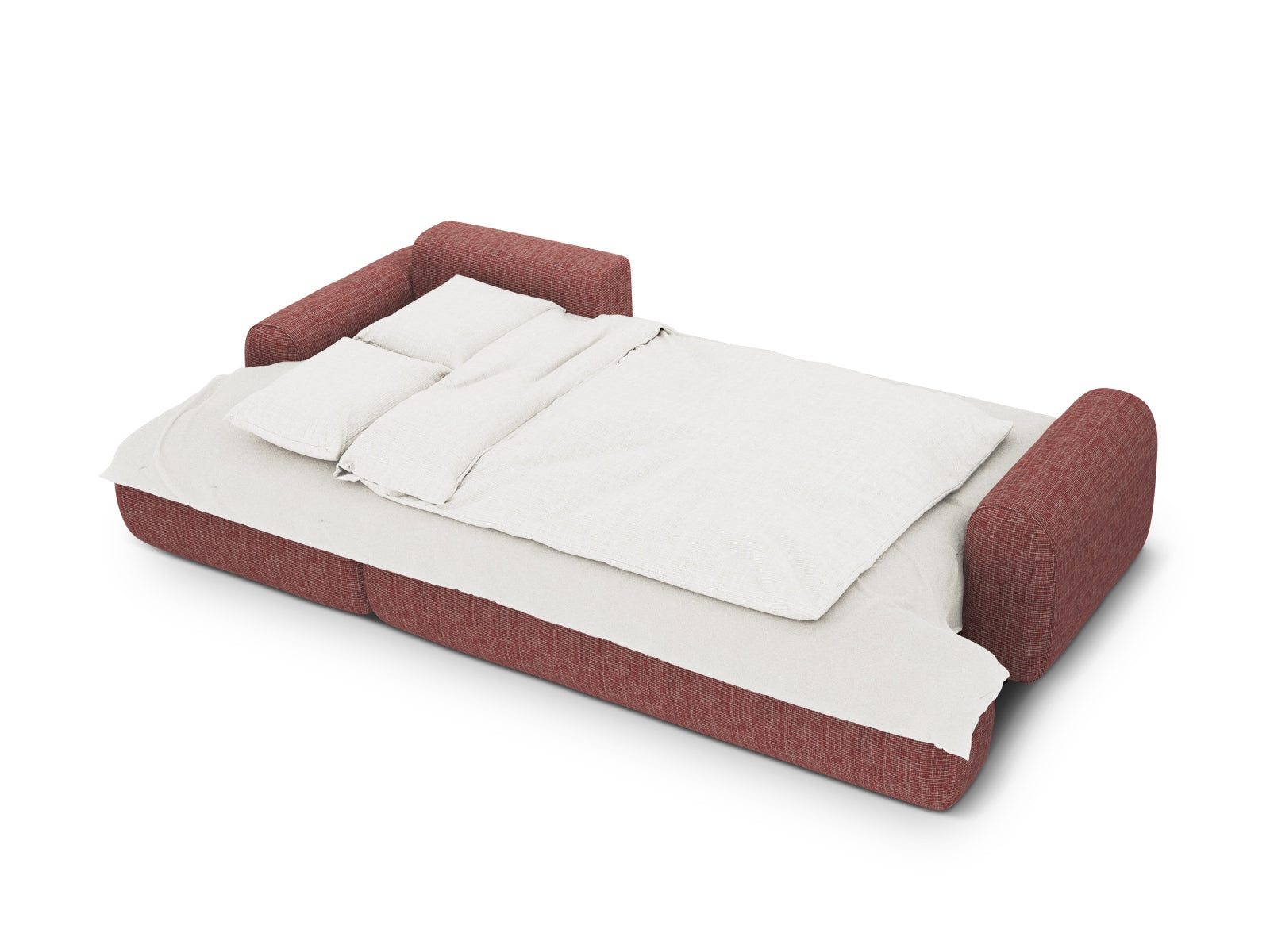 Stylisches 3-Sitzer Calma Ecksofa links, das sich mühelos in ein bequemes Bett verwandelt und zusätzlichen Stauraum bietet.