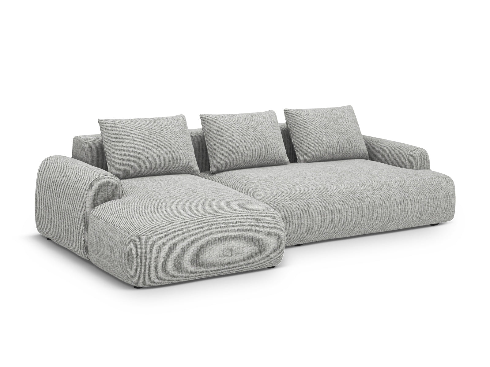 Stylisches 3-Sitzer Ecksofa links Calma in Warm Grey-Baltimore, ideal für Schlafkomfort und Stauraum, präsentiert von Cosmopolitan Design.