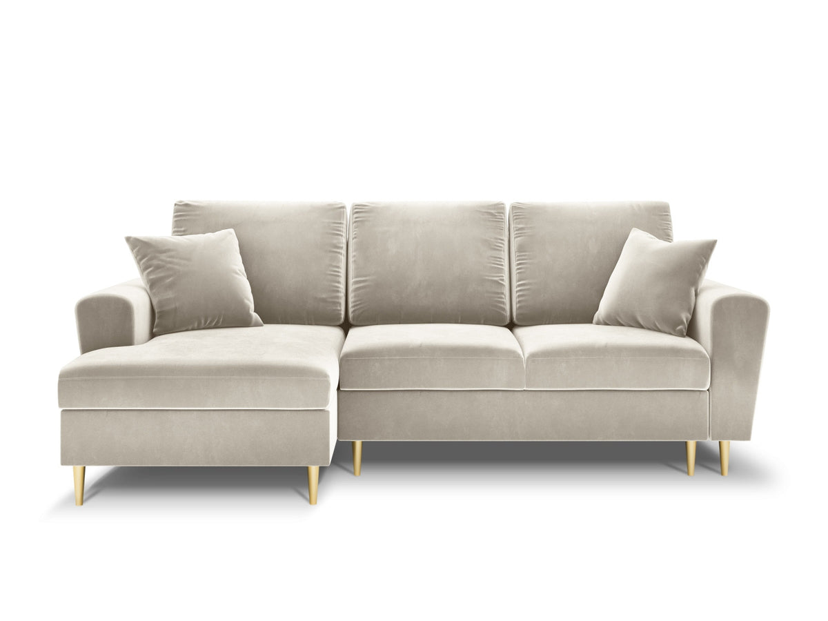 Kyoto Ecksofa links mit Schlaffunktion und Stauraumbox 4 Sitzer 145cm in Light Beige-Riviera präsentiert im Onlineshop von KAQTU Design AG. Bettsofa links ist von Cosmopolitan Design