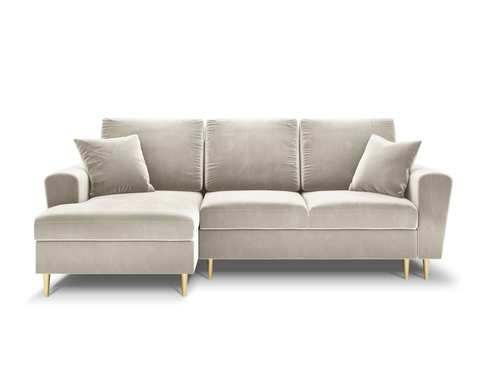 Entdecken Sie das elegante Kyoto Velour Ecksofa links mit Schlaffunktion und Stauraum. Ideal für stilvolle Wohnräume und entspannte Nächte.