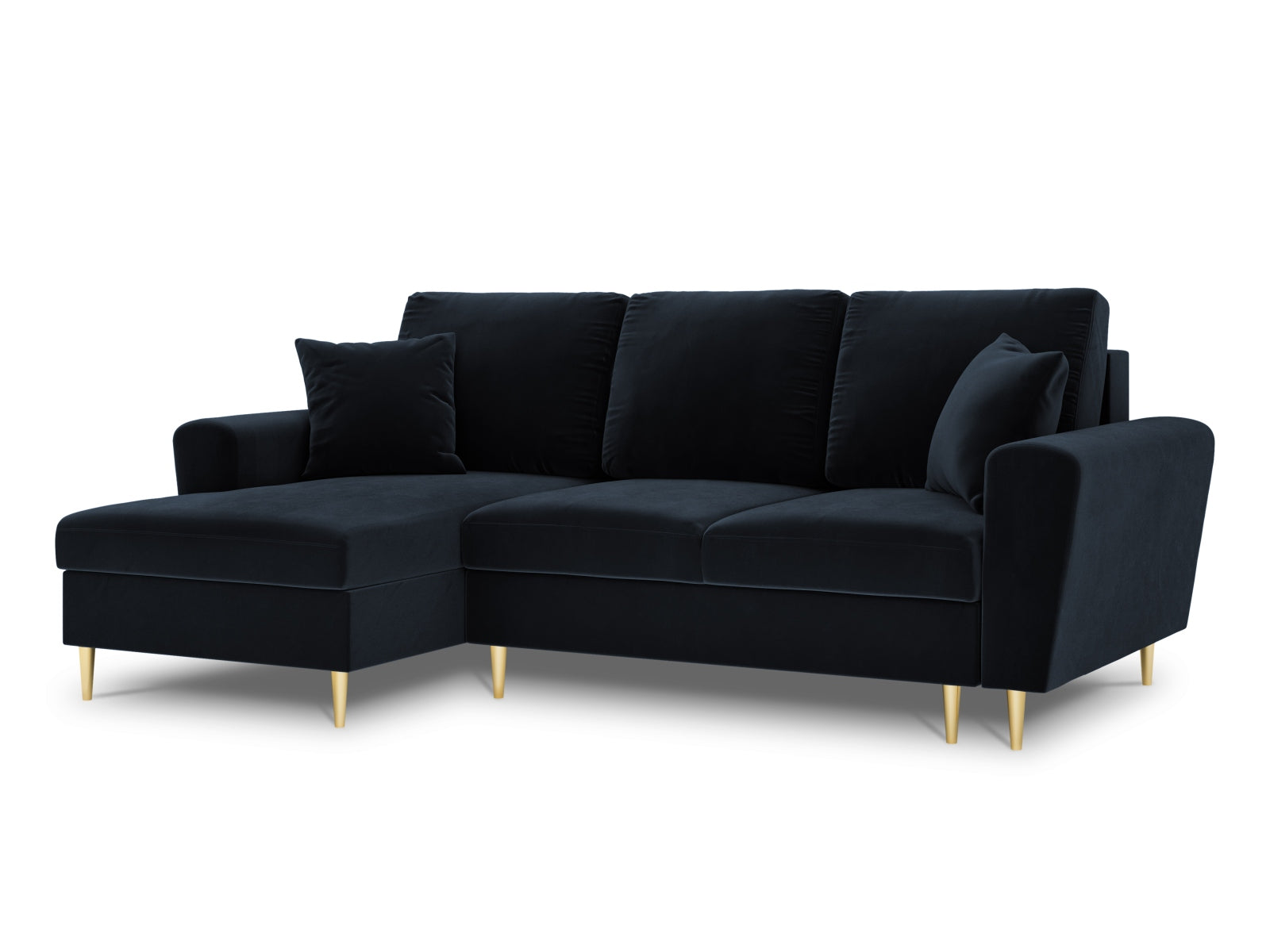 Erleben Sie das Kyoto Velour Ecksofa links – ein stilvolles 4-Sitzer Sofa mit Schlaffunktion und praktischer Stauraumbox für Ihr Zuhause.