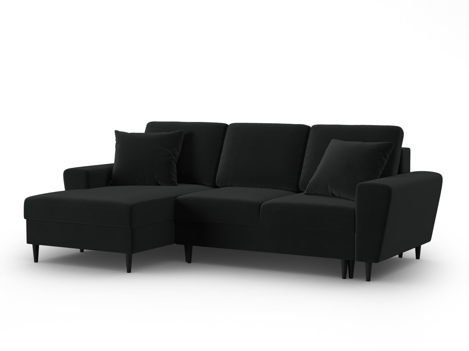 Entdecken Sie das elegante Kyoto Velour Ecksofa links mit Schlaffunktion und Stauraum. Ideal für stilvolle Wohnräume und entspannte Nächte.