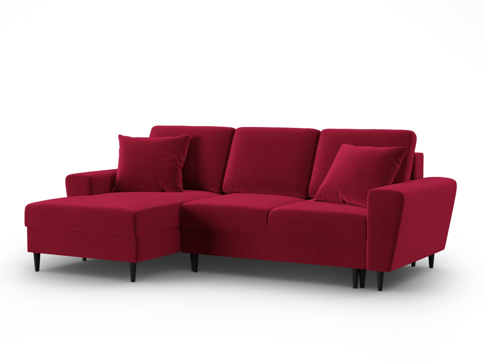 Entdecken Sie das elegante Kyoto Velour Ecksofa links mit Schlaffunktion und Stauraum. Ideal für stilvolle Wohnräume und entspannte Nächte.