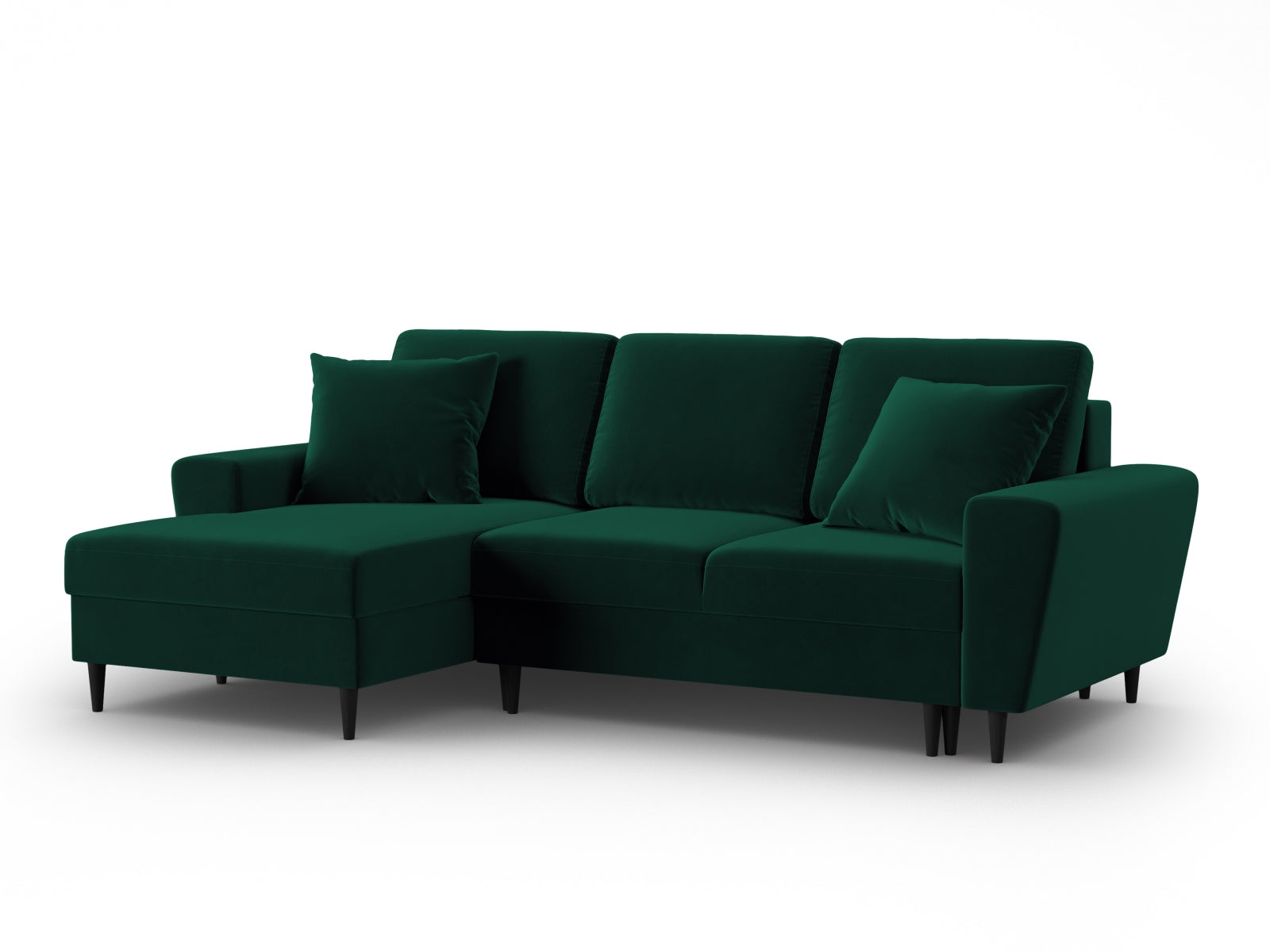Entdecken Sie das elegante Kyoto Velour Ecksofa links mit Schlaffunktion und Stauraum. Ideal für stilvolle Wohnräume und entspannte Nächte.