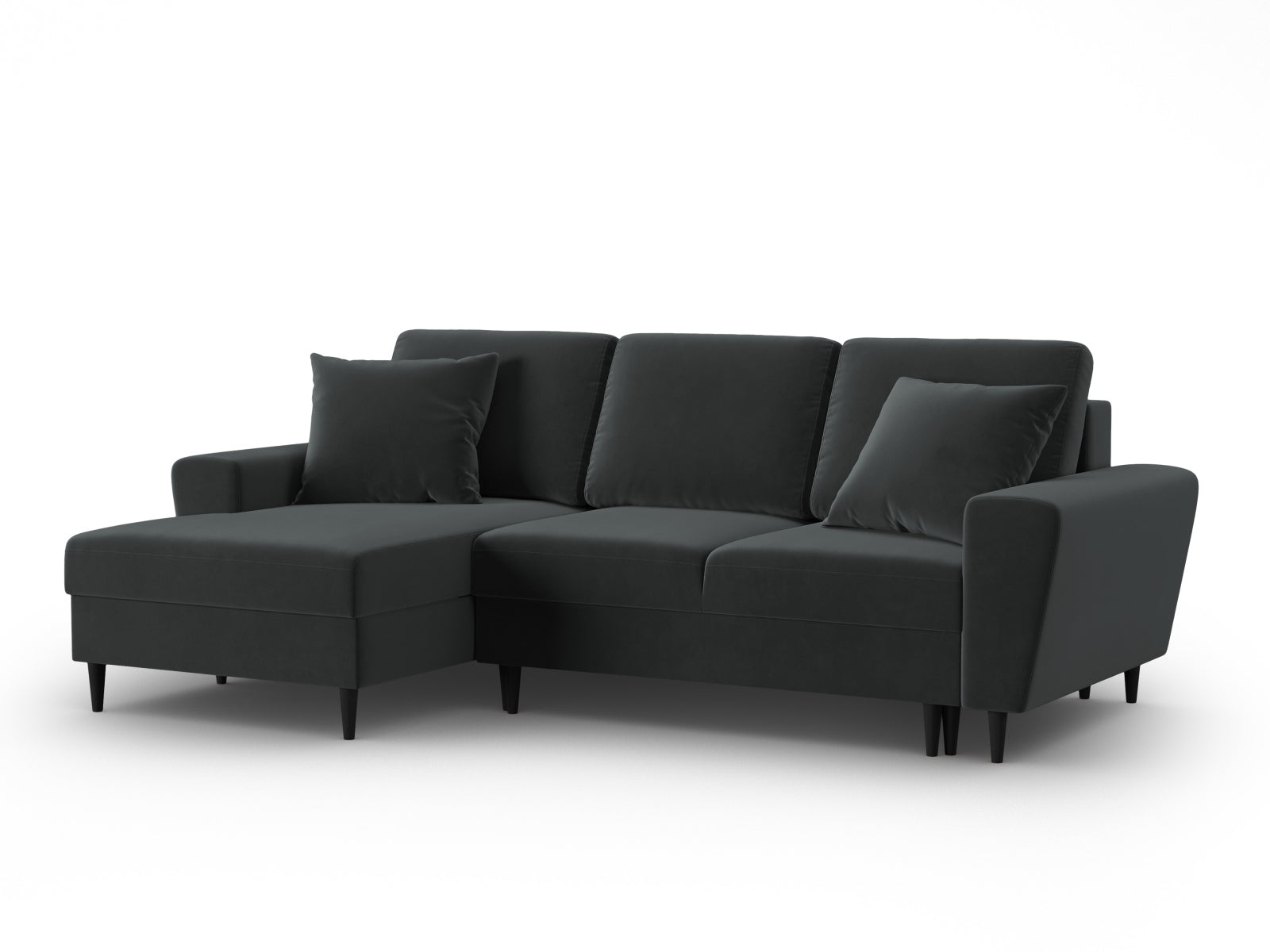 Entdecken Sie das elegante Kyoto Velour Ecksofa links mit Schlaffunktion und Stauraum. Ideal für stilvolle Wohnräume und entspannte Nächte.