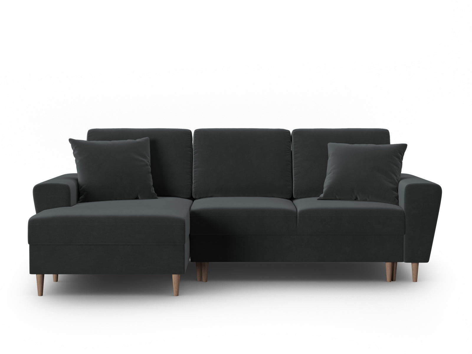 Entdecken Sie das elegante Kyoto Velour Ecksofa links – ein komfortables 4-Sitzer Sofa mit praktischer Schlaffunktion und Stauraum für Ihr Zuhause.