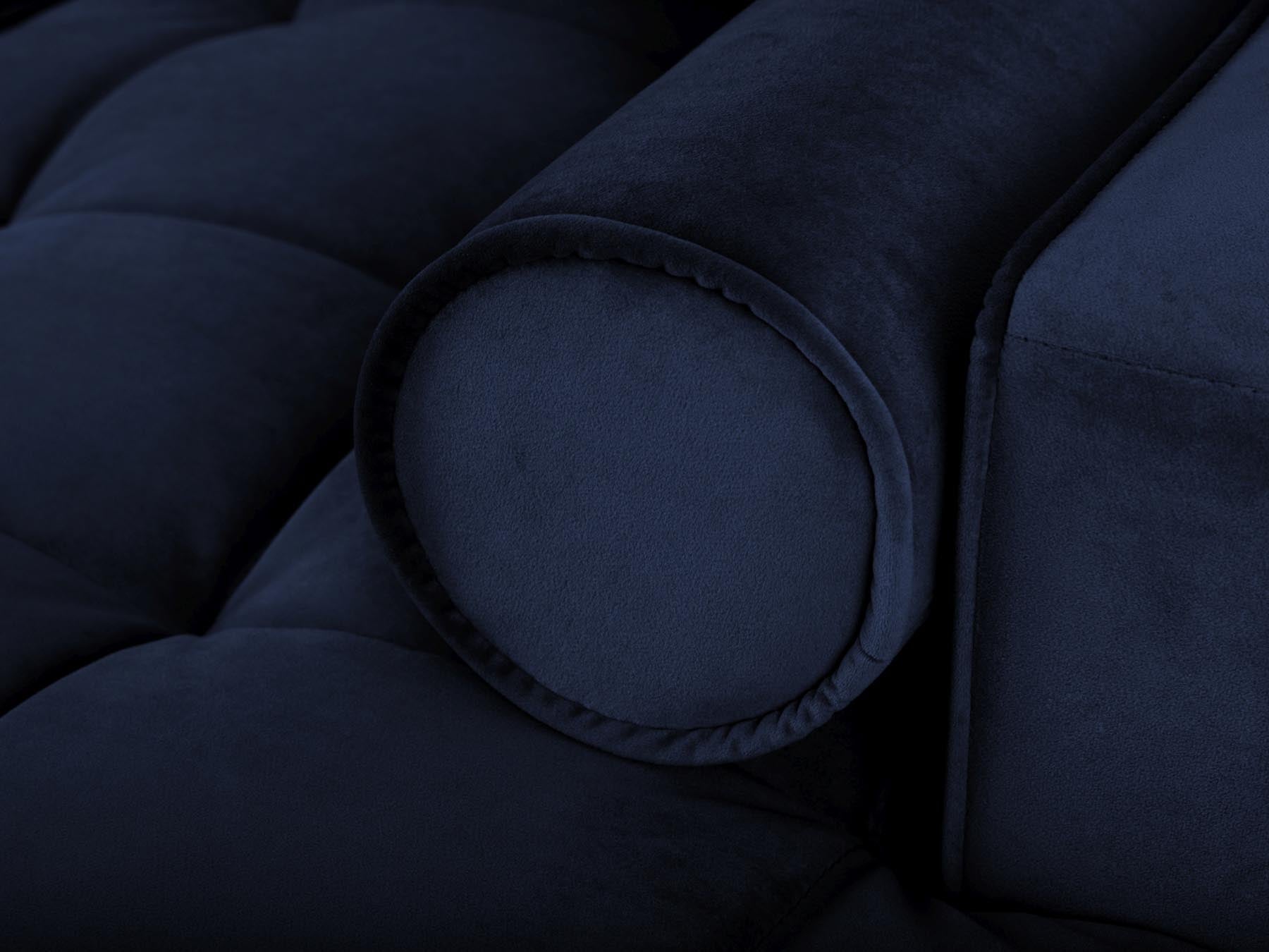 Elegantes 5-Sitzer Ecksofa links Aspen in Royal Blue, ideal für gemütliche Abende, bietet Schlaffunktion und praktischen Stauraum.