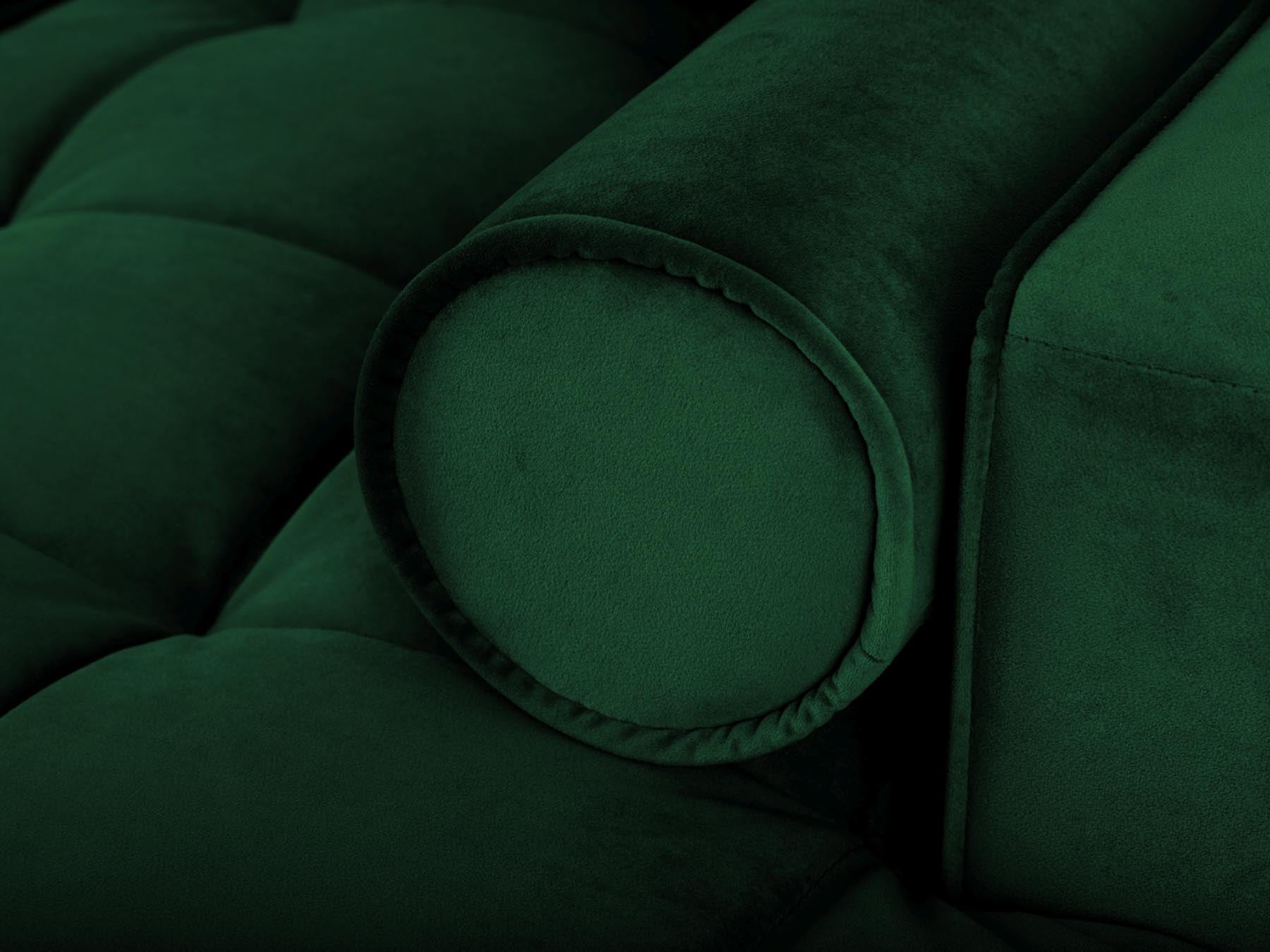 Elegantes 5-Sitzer Ecksofa links Aspen in stilvollem Flaschengrün, ideal für entspannte Stunden und mit praktischem Stauraum für Ihre Bedürfnisse.