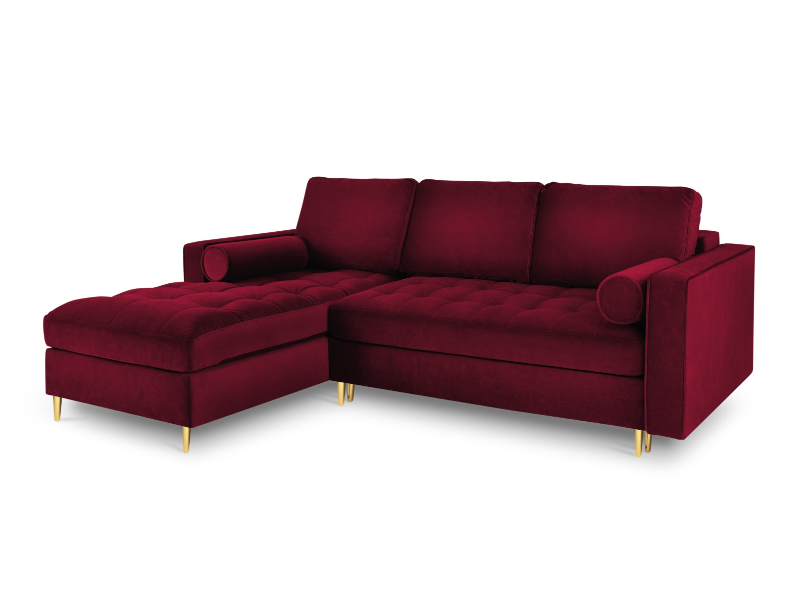 Modernes 5-Sitzer Ecksofa links Aspen mit Schlaffunktion und Stauraum, perfekt für stilvolle Wohnräume und entspannte Nächte.