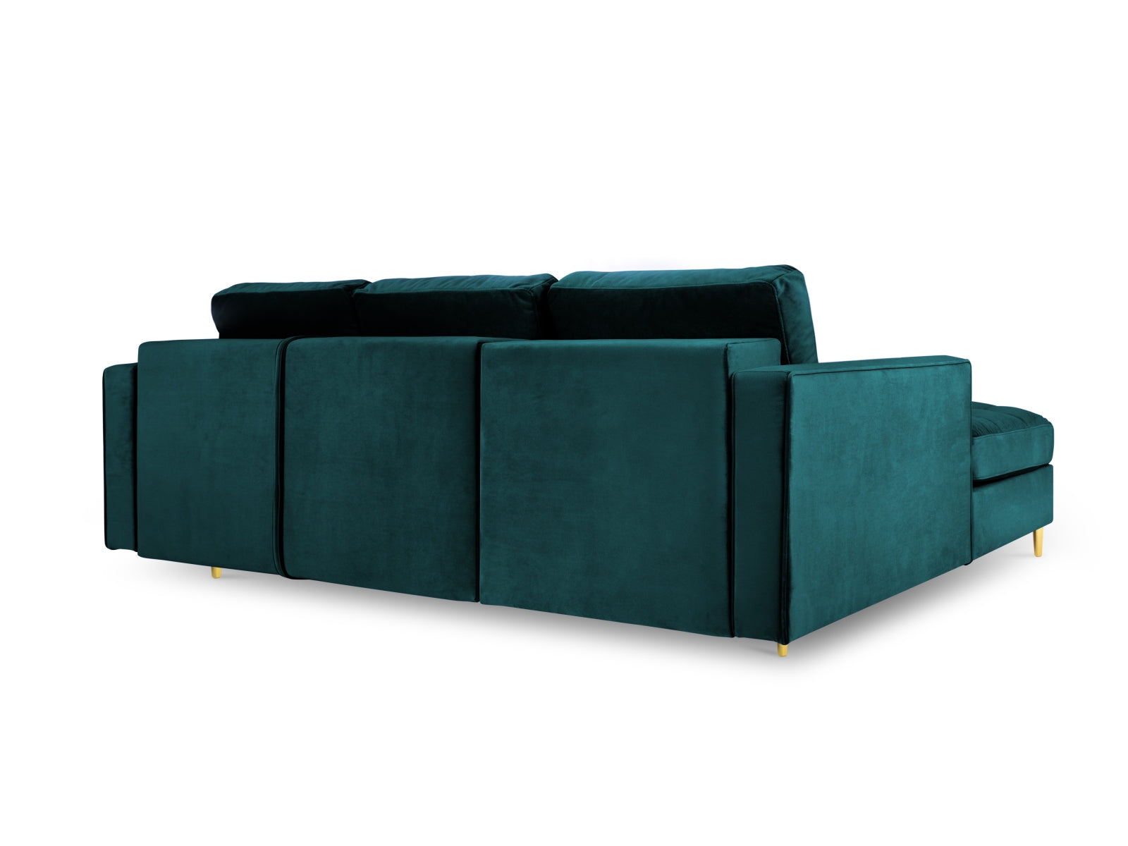 Elegantes 5-Sitzer Ecksofa links Aspen in trendigem Petrol, ideal für entspannte Stunden, ausgestattet mit praktischer Schlaffunktion und Stauraum.